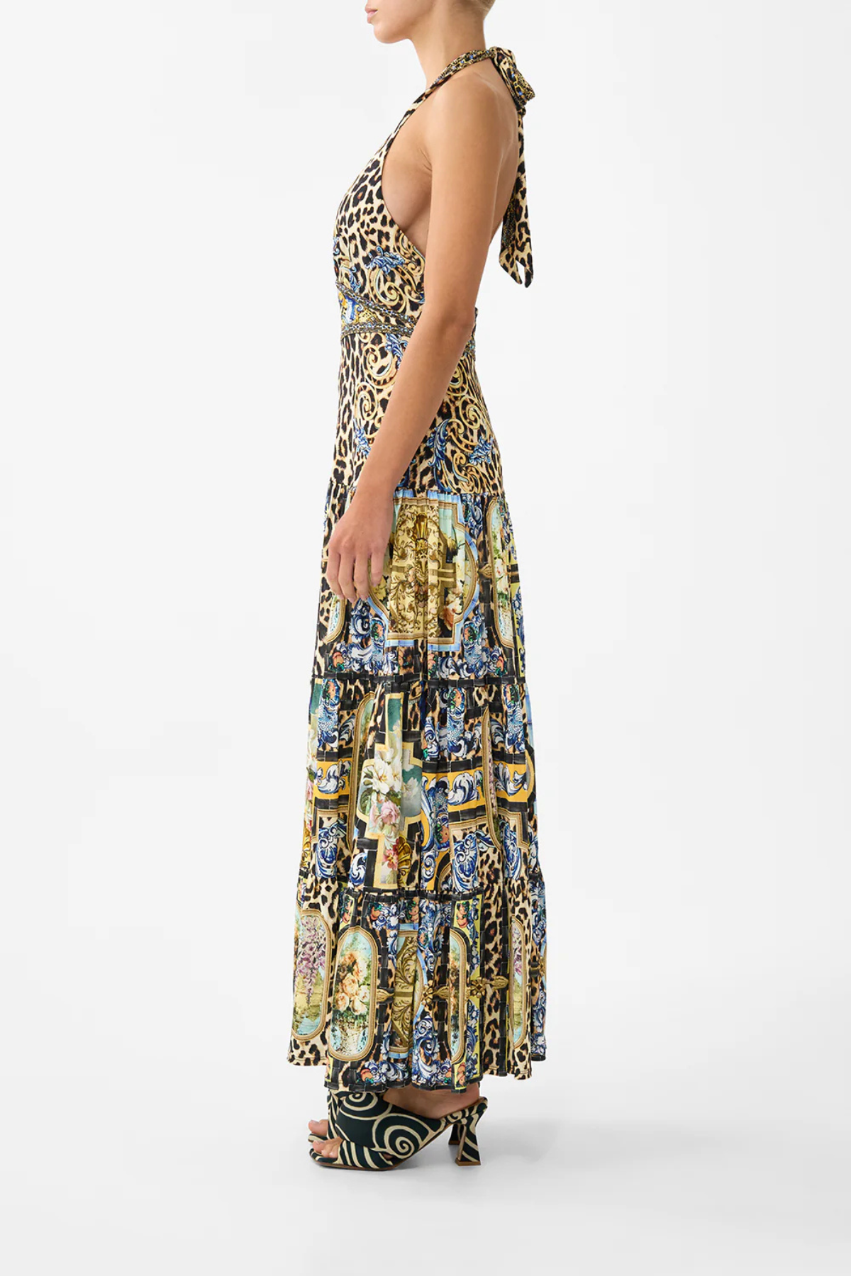 Camilla Halter Jersey Dress With Tiered Skirt - Sevillian Style