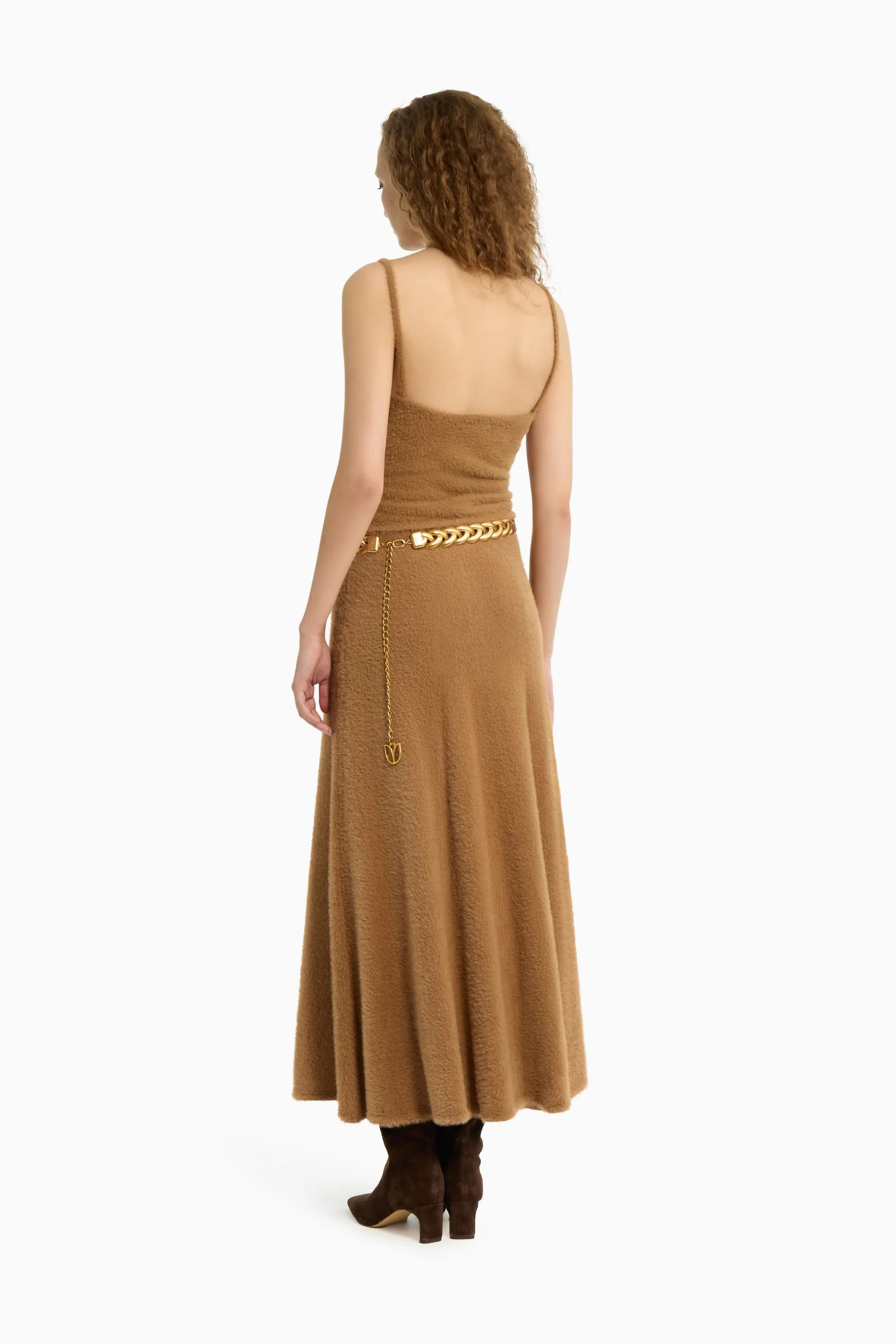 Dodiee Shay Fuzzy Scoop Neck Cami - Camel