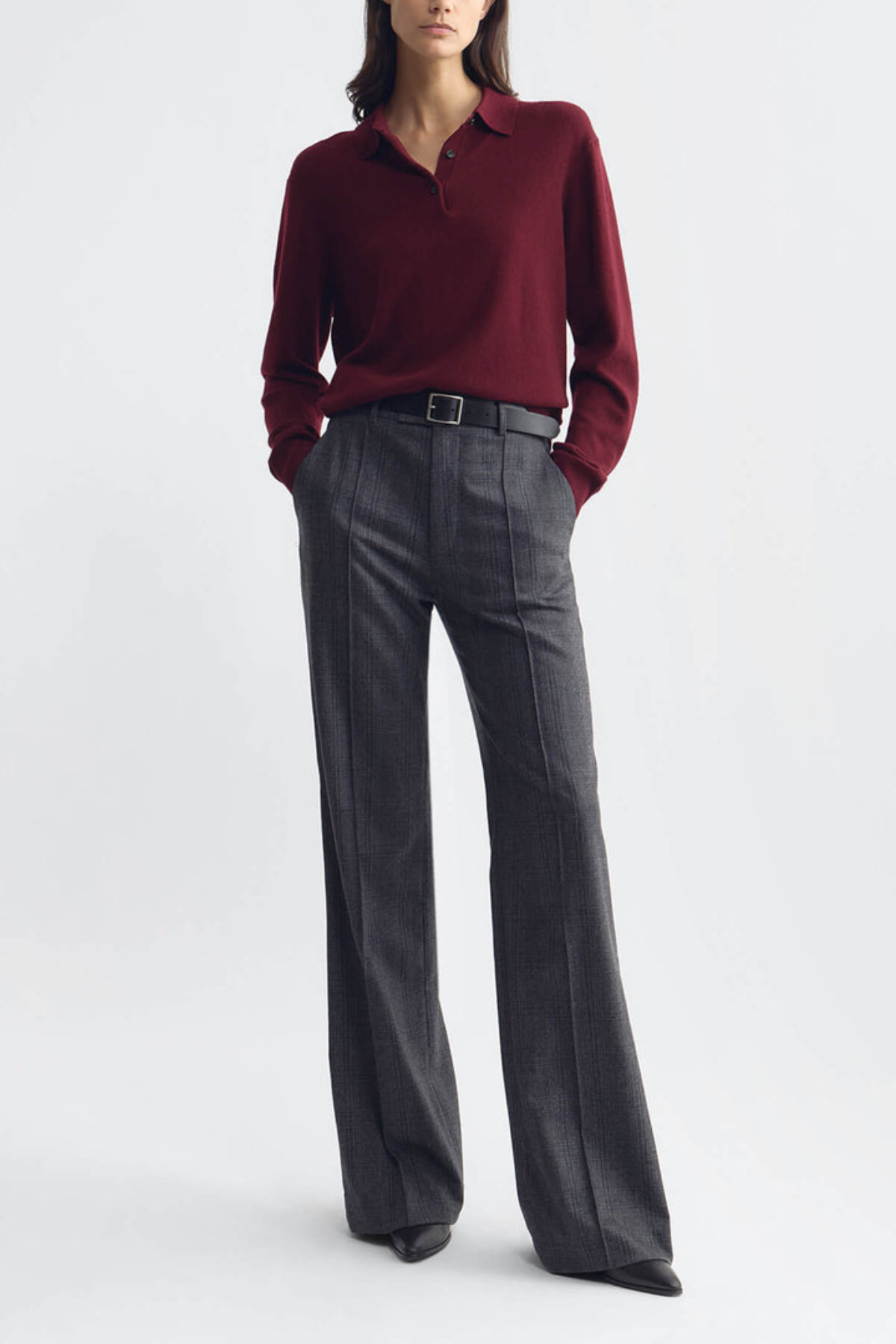 Nili Lotan Jovan Sweater Polo - Burgundy