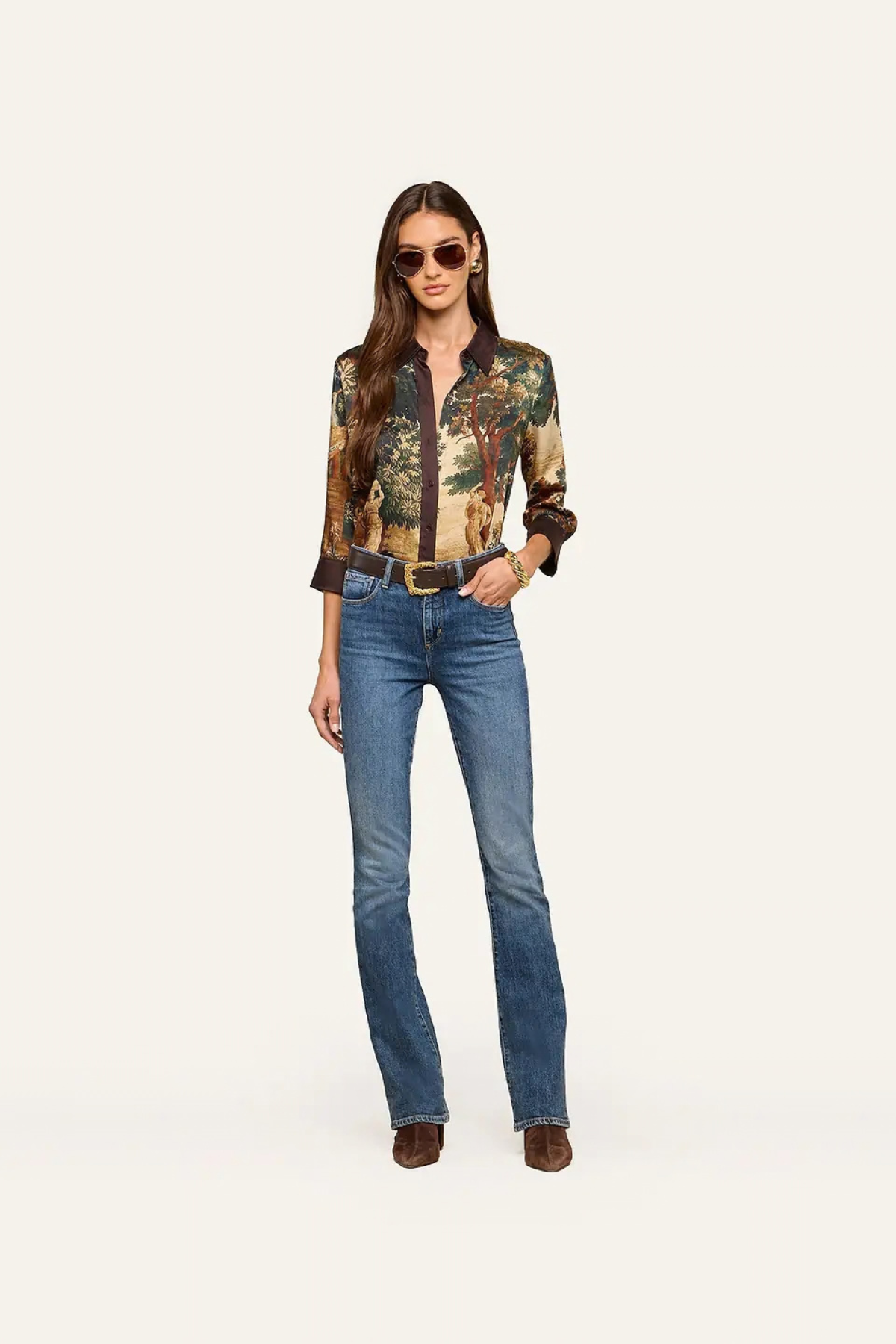 L'AGENCE Eulalie Print Placement Blouse - Multi Scenic Tapestry