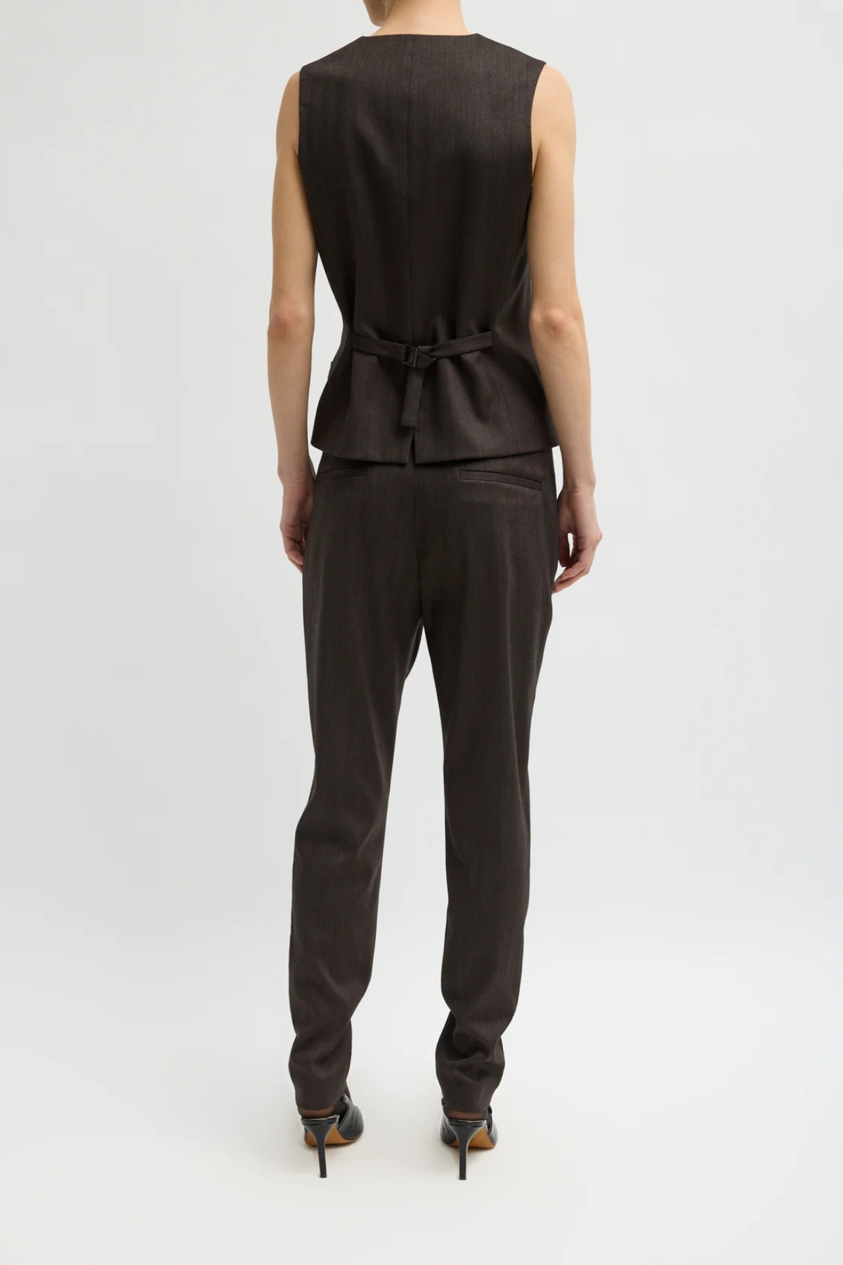 Tibi Herringbone Suiting Vest - Brown Multi