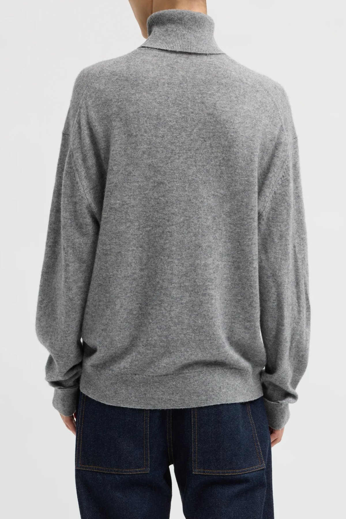 Tibi Washable Cashmere Turtleneck Sweater - Heather Grey