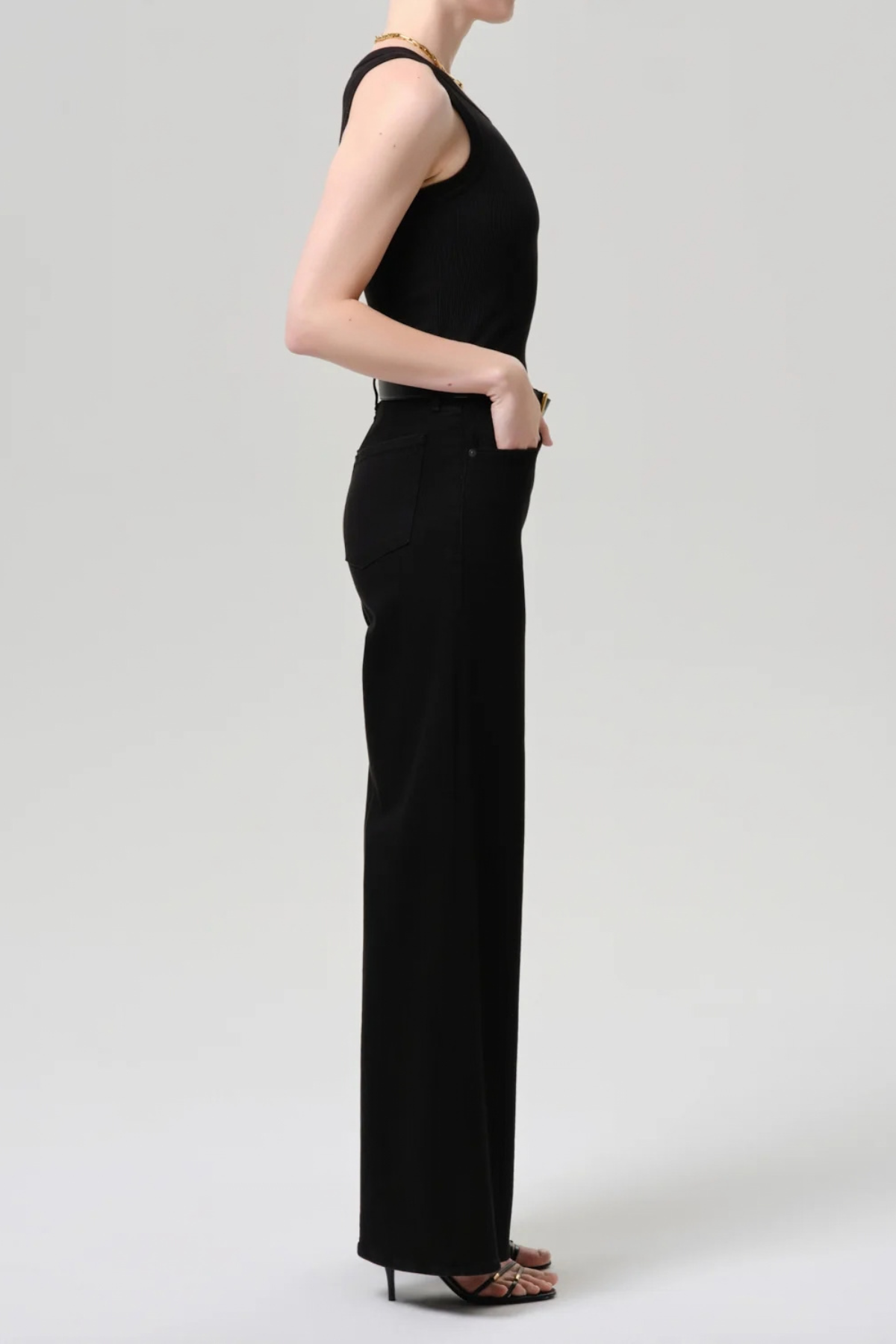 Citizens of Humanity Lyra Long Wide Leg Jeans - Plush Black