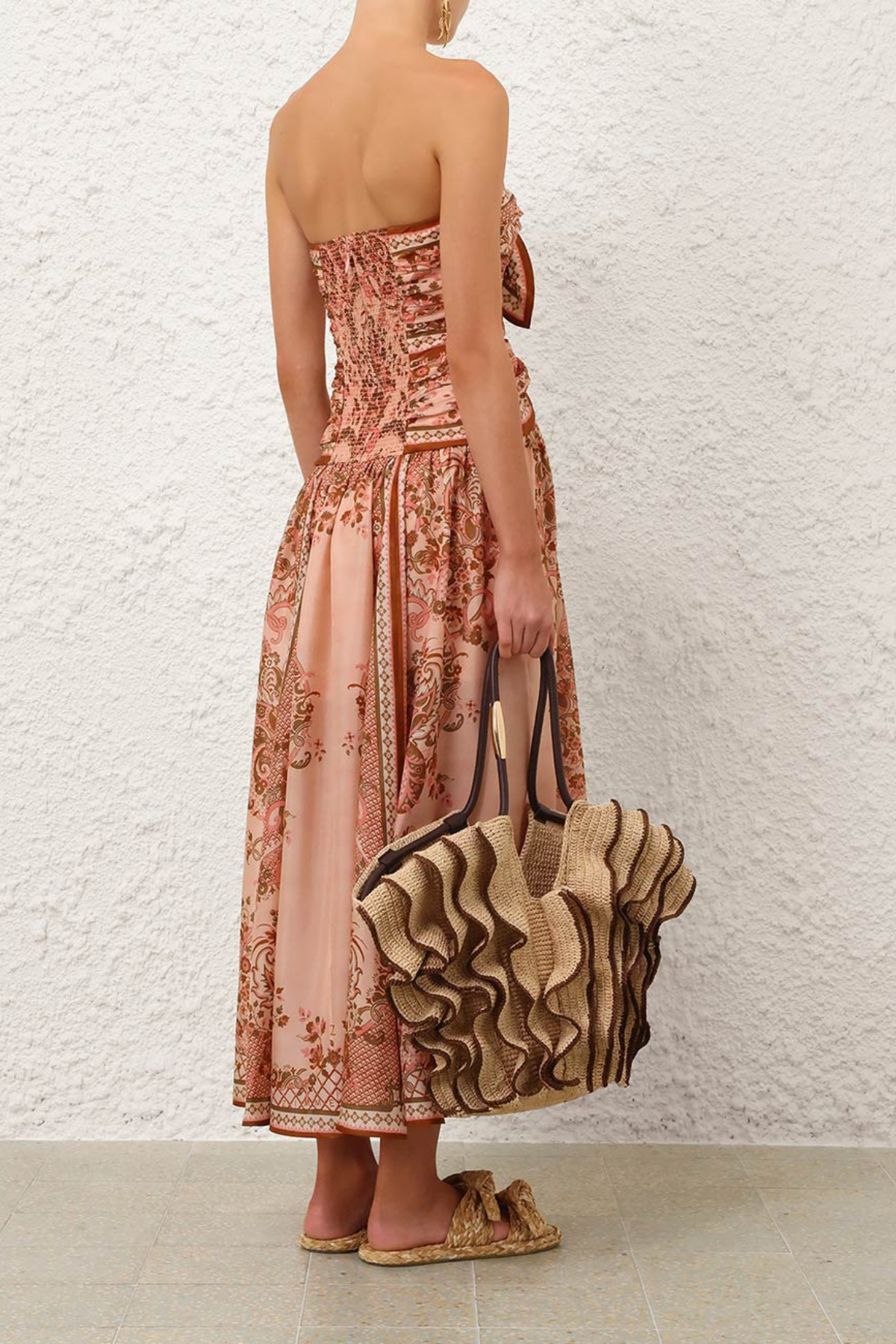 Zimmermann Aster Scarf Midi Dress - Pink Paisley Floral
