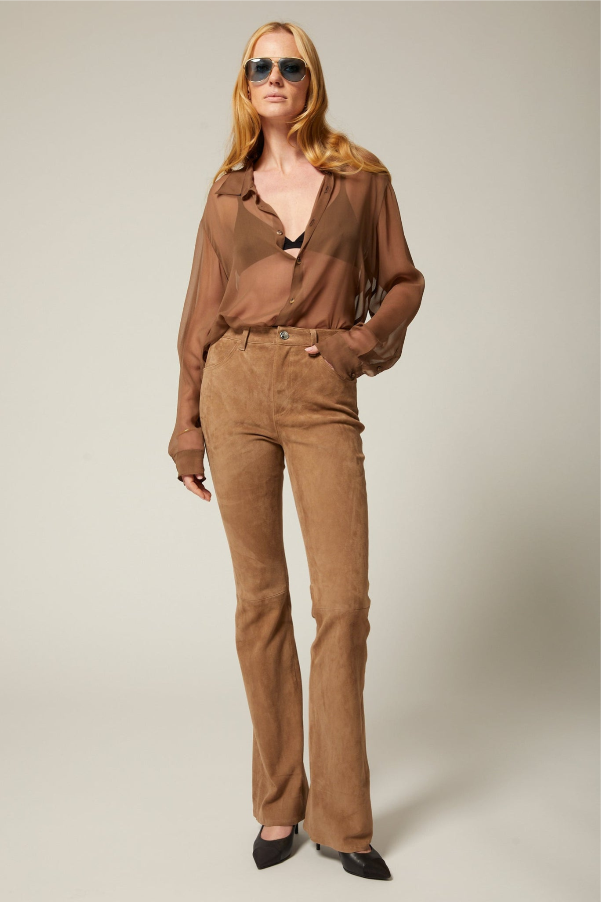 SPRWMN 5 Pocket Micro Flare Pants - Taupe
