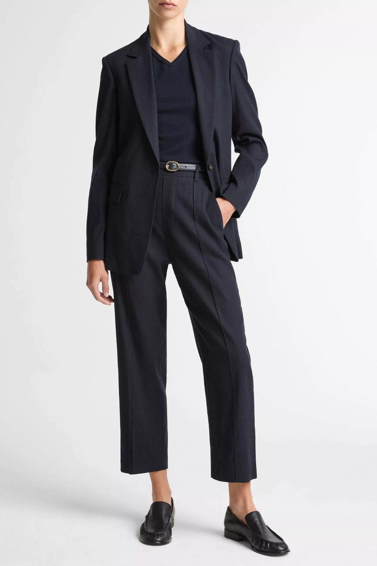 Vince Linen Single Breasted Blazer - Coastal Blue