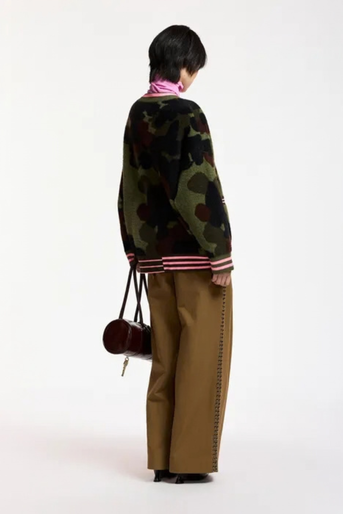 Essentiel Antwerp Kamoo Camouflage Knit Cardigan - Brown/Khaki/Pink