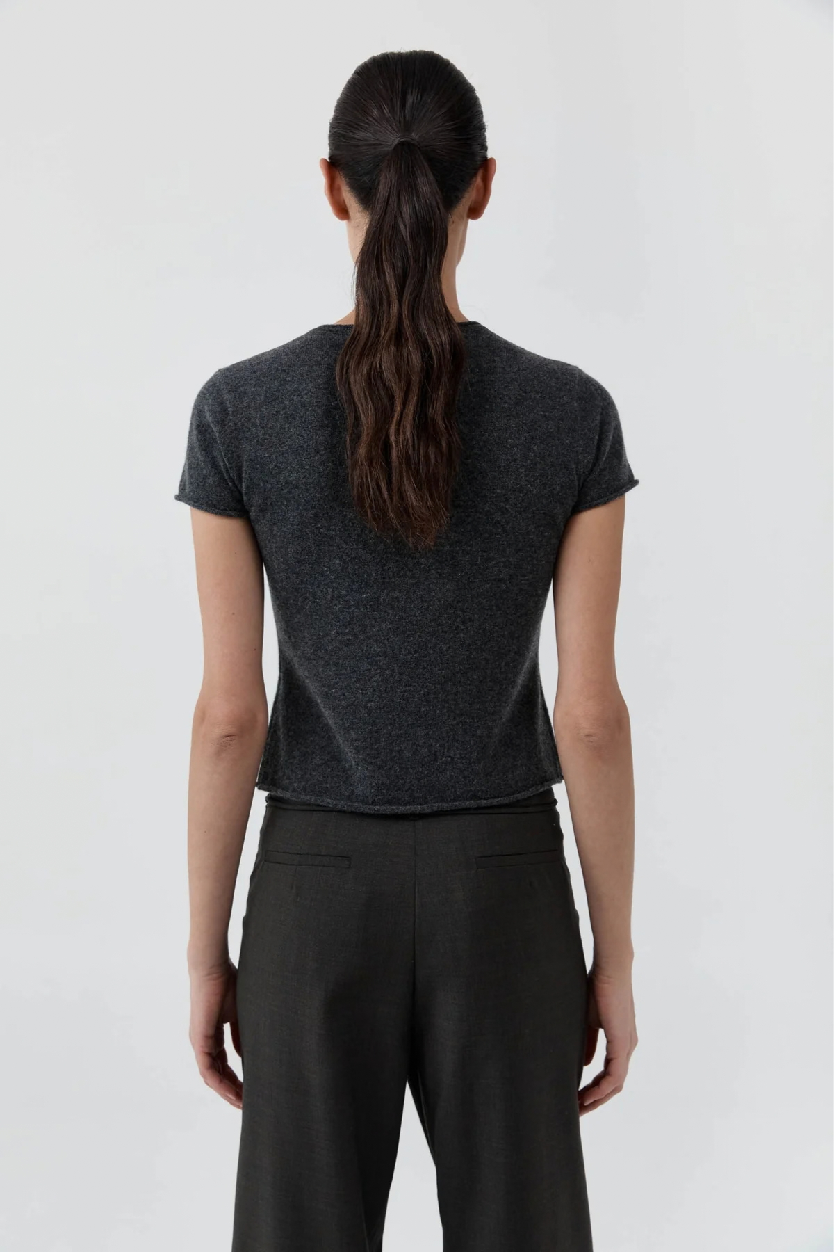St. Agni Fine Merino Wool Baby Tee - Charcoal Melange