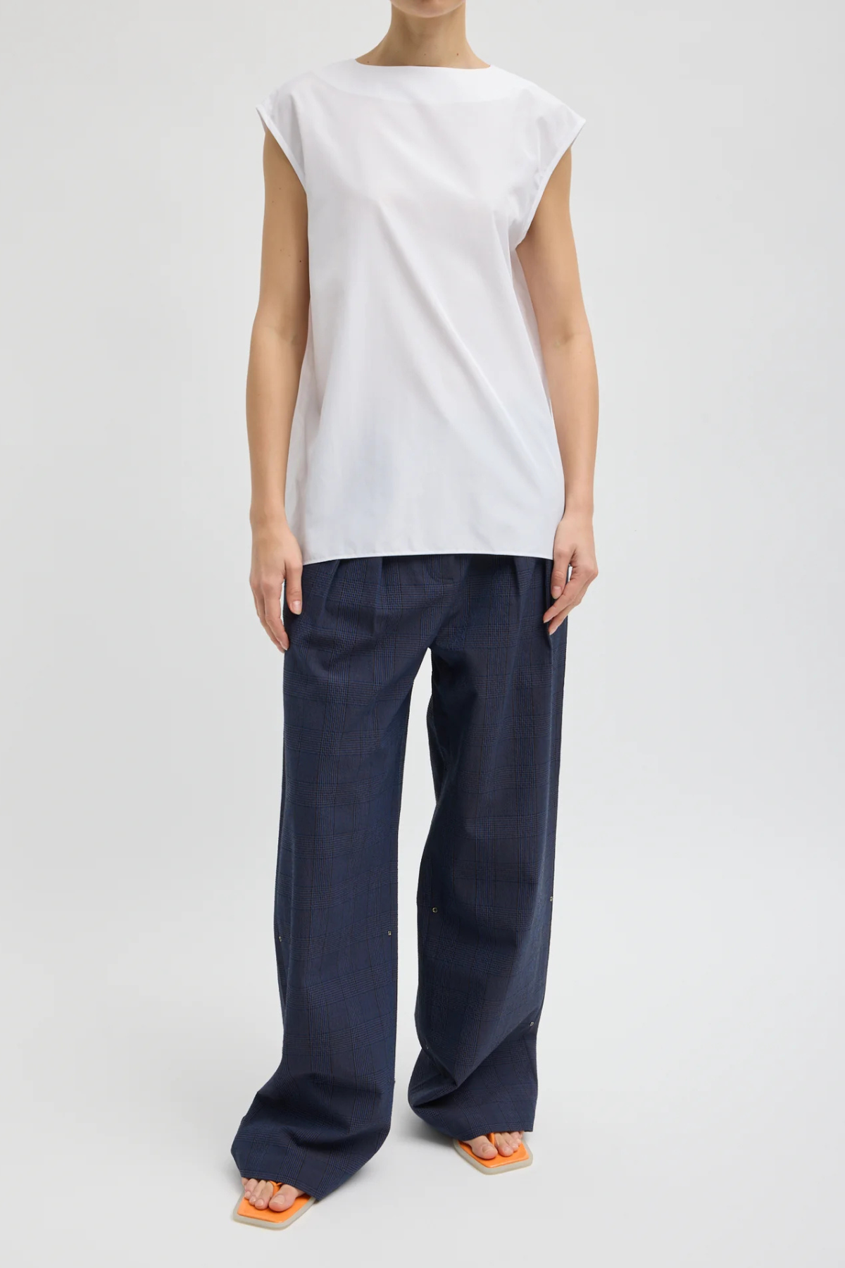 Tibi Summer Nylon Sleeveless Cocoon Top - White