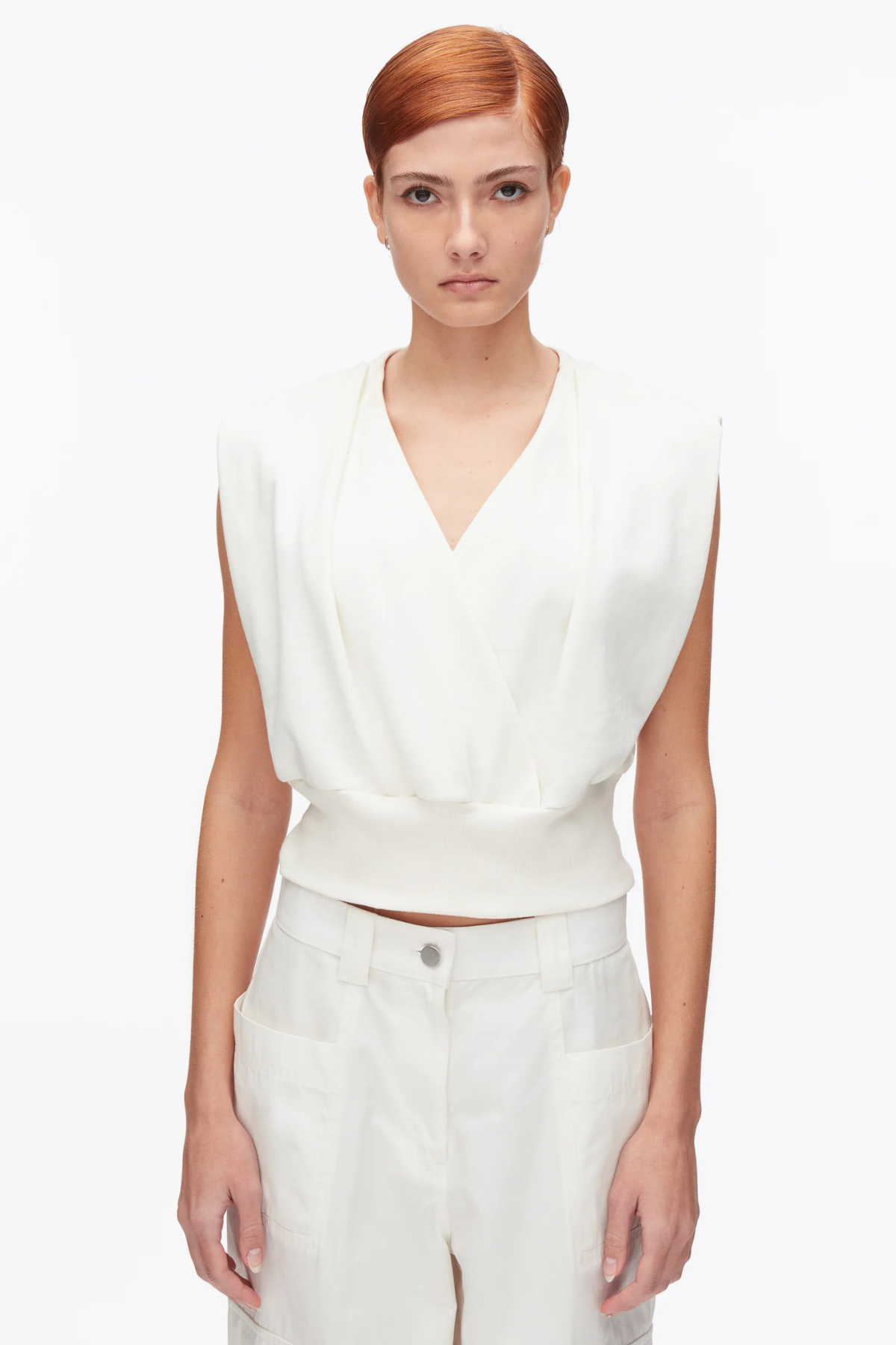 3.1 Phillip Lim Draped Sleeveless French Terry Top