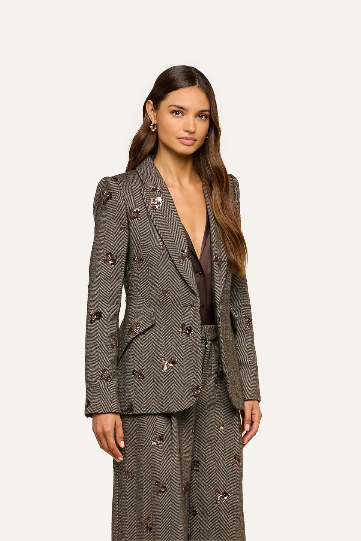 L'AGENCE Chamberlain Blazer - Beige/Black/Gold Flower