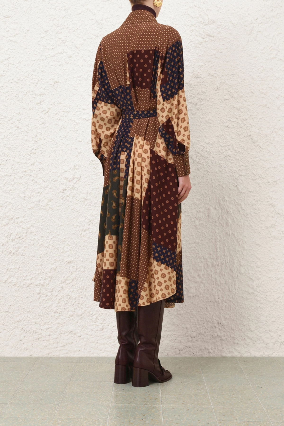 Zimmermann Tuck Midi Dress - Geo Patch Print
