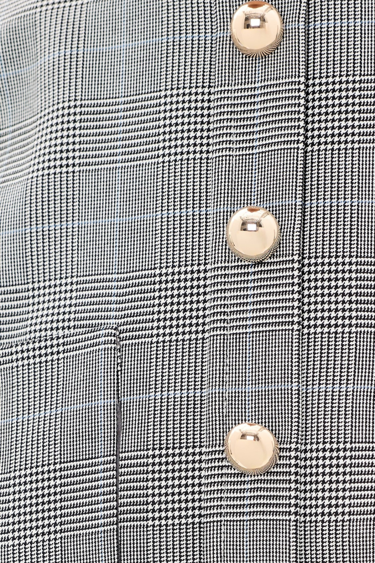 Self-Portrait Grey Wool Check Pleated Mini Dress - Grey