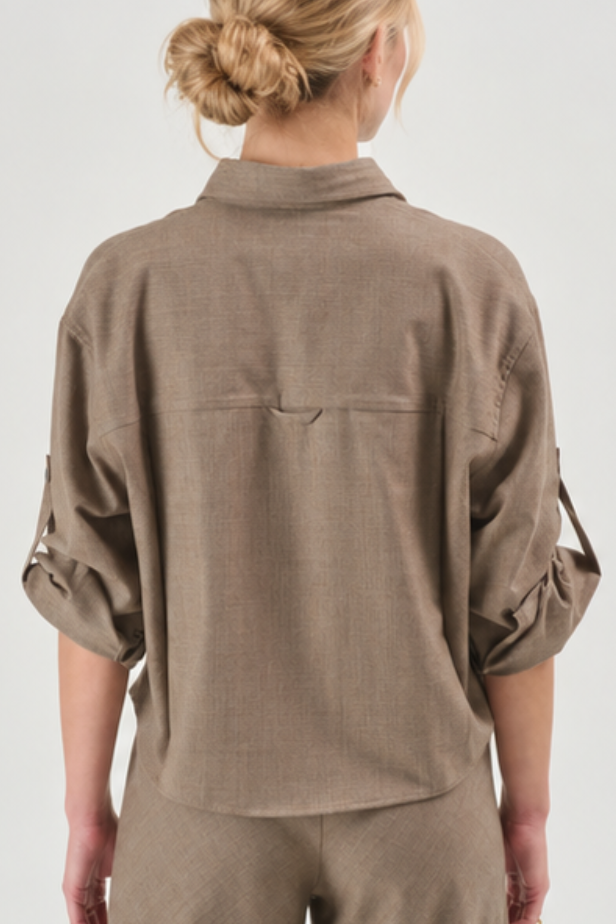 MARIA McMANUS Button Sleeve Crop Shirt - Stone