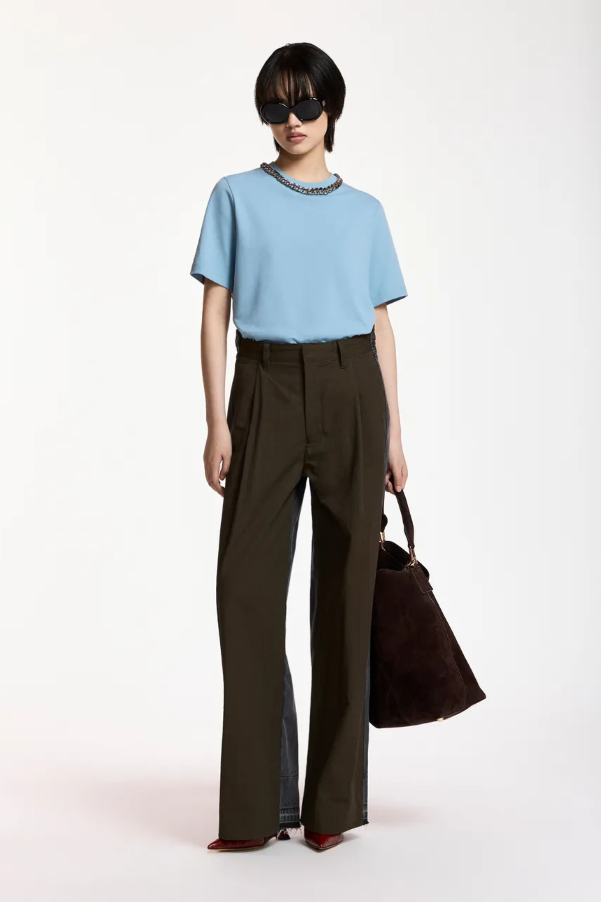 Essentiel Antwerp Klaim T-Shirt With Chain - Azure Affair