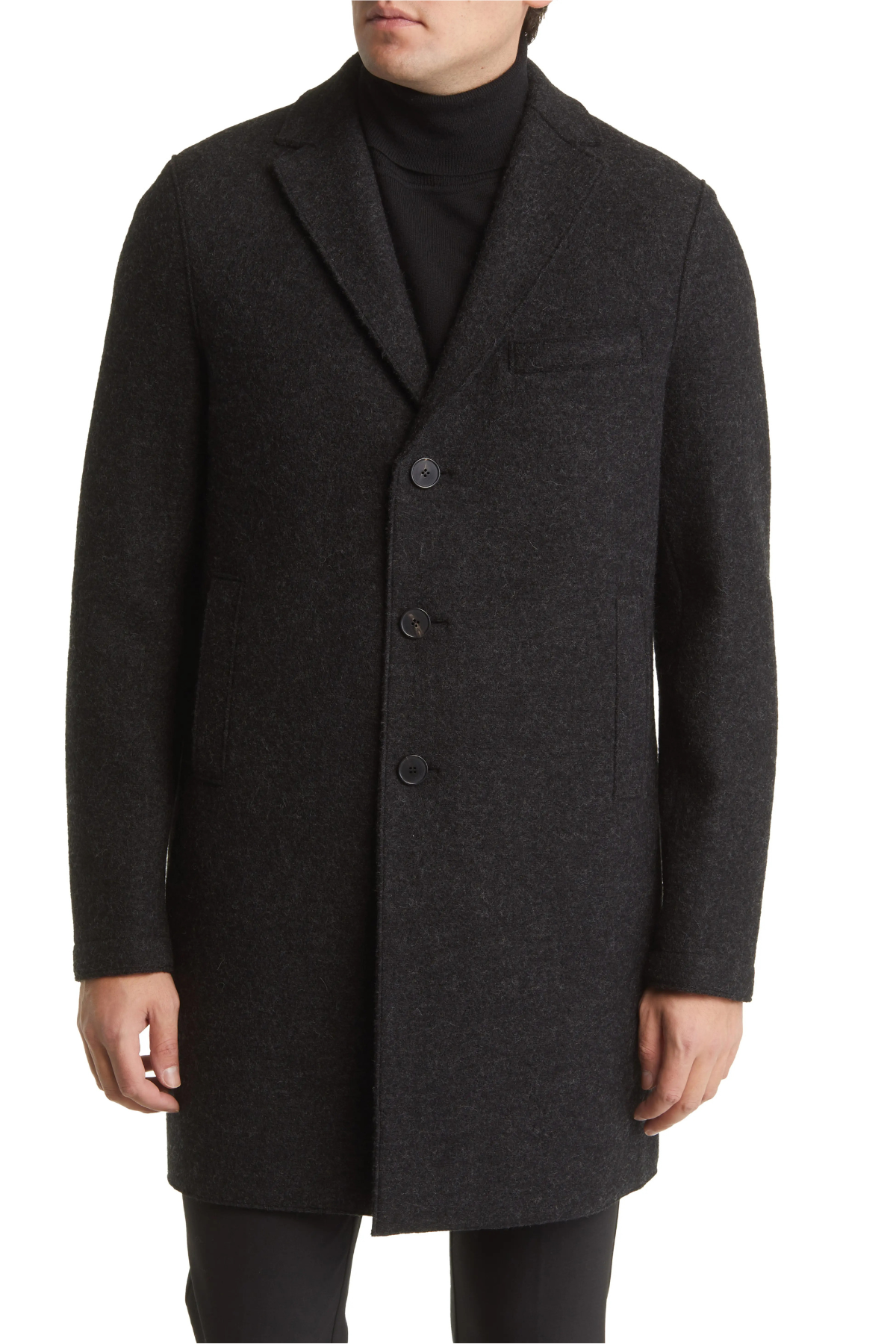 Harris Wharf Men's Boxy Coat Boiled Wool - Anthracite