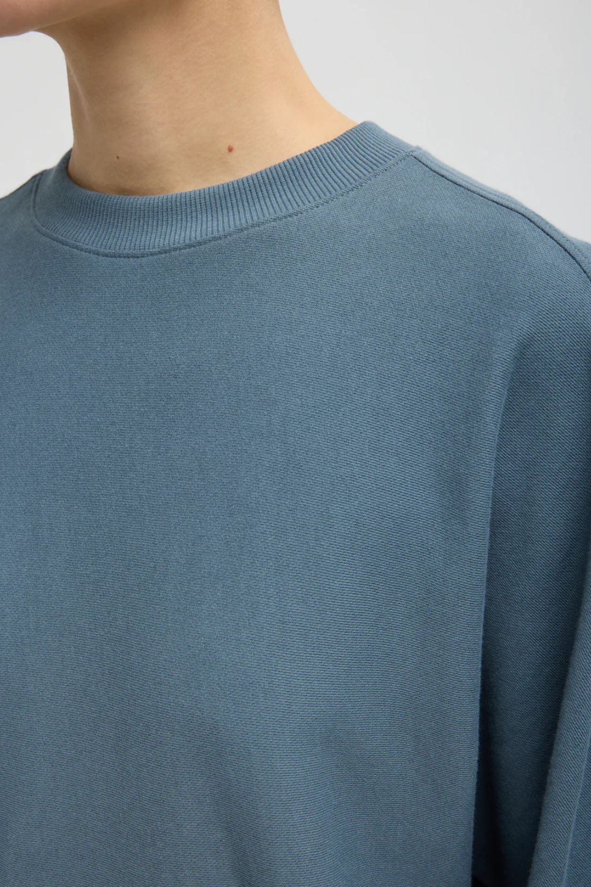 Tibi Light Weight Sweatshirting Crewneck Sweatshirt - Blue Grey