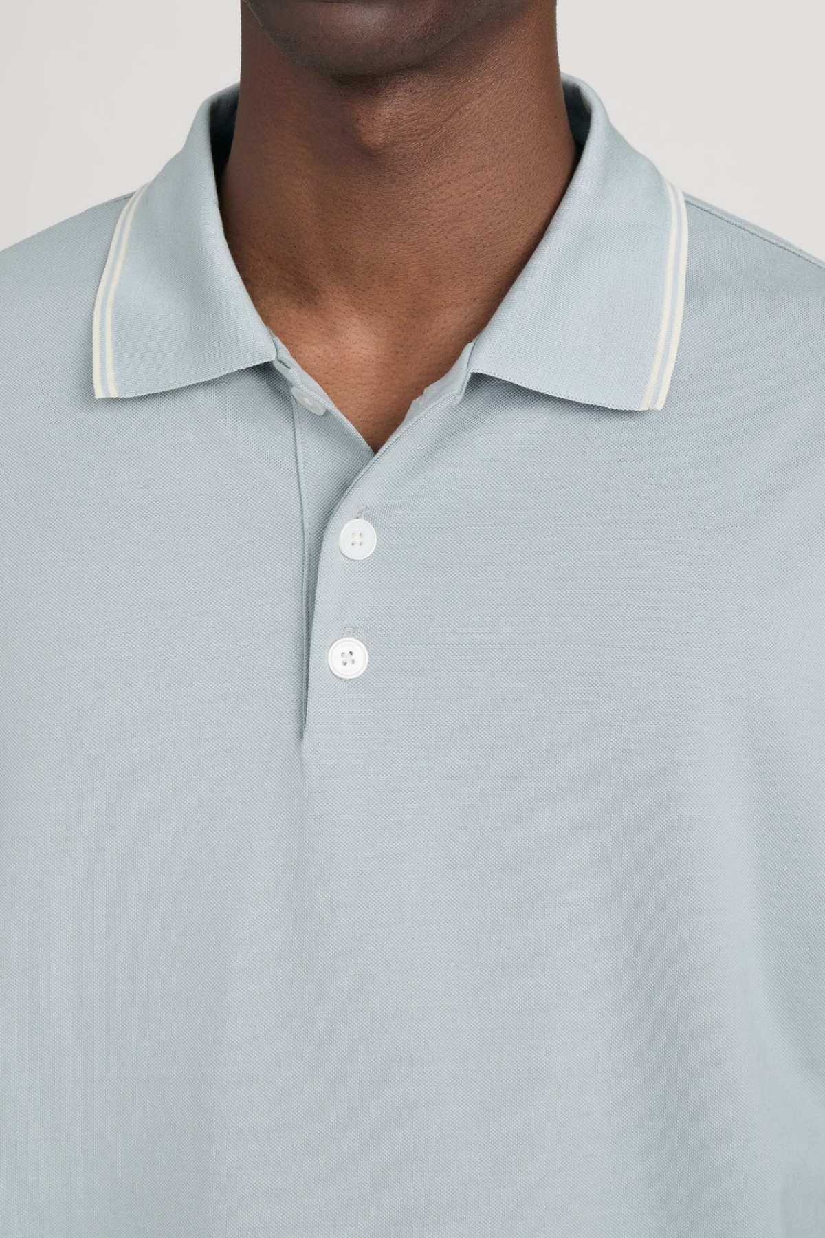 Frame Men's Light Pique Polo - Blue Grey