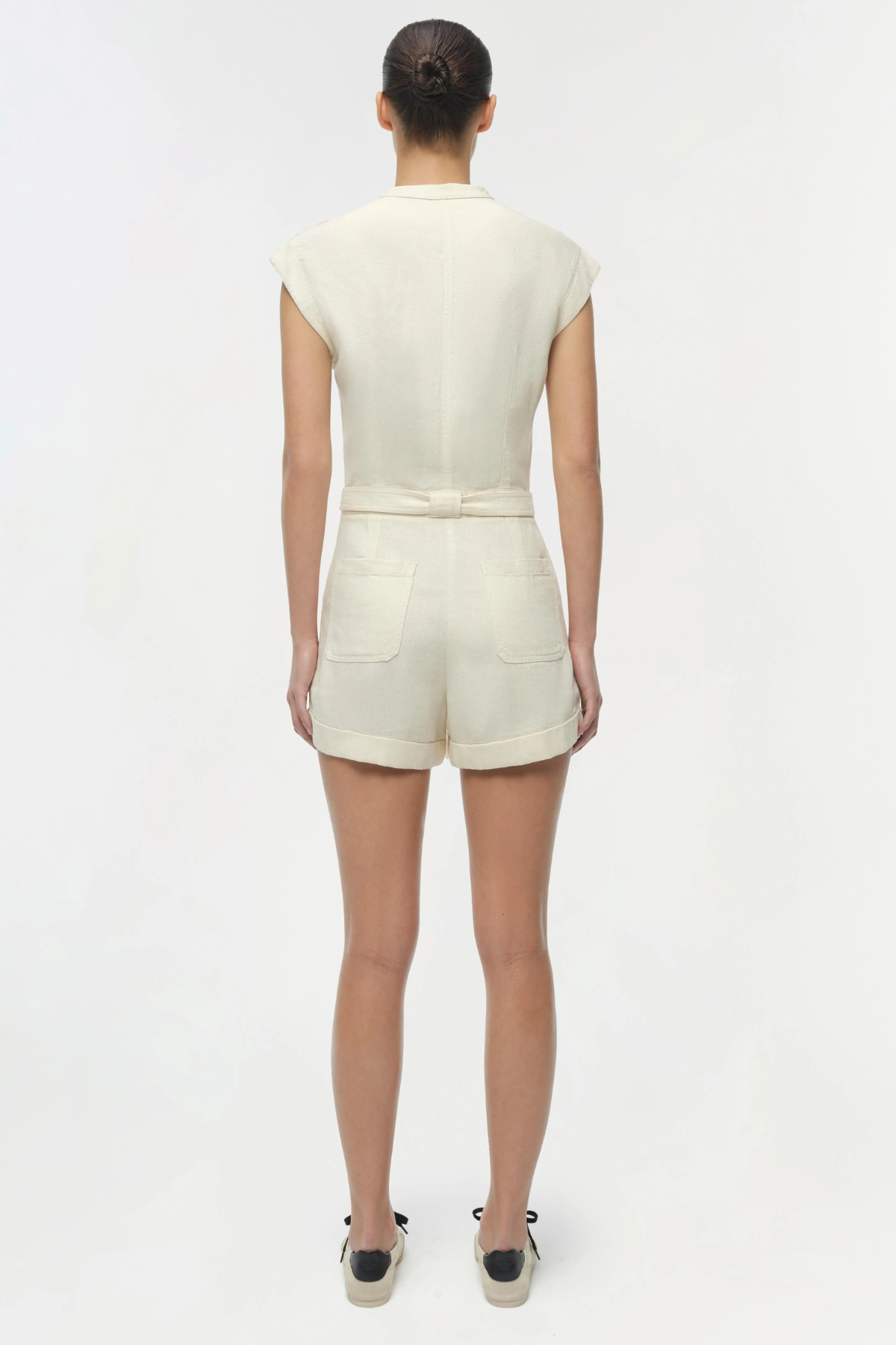 Simkhai Tinka Belted Linen Romper - Ecru