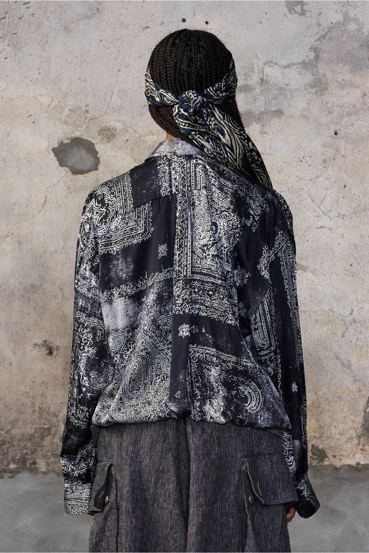 R13 Bubble Shirt With Gathered Yoke - Black Multi Medallion