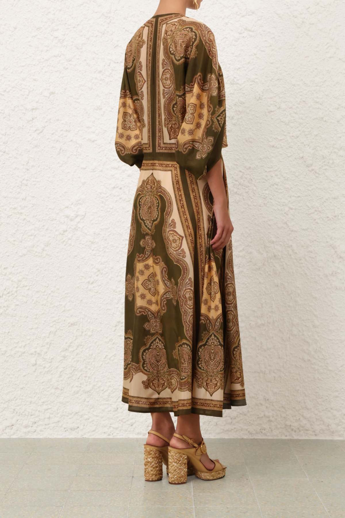 Zimmermann Mahon Tunic Midi Dress - Olive Paisley