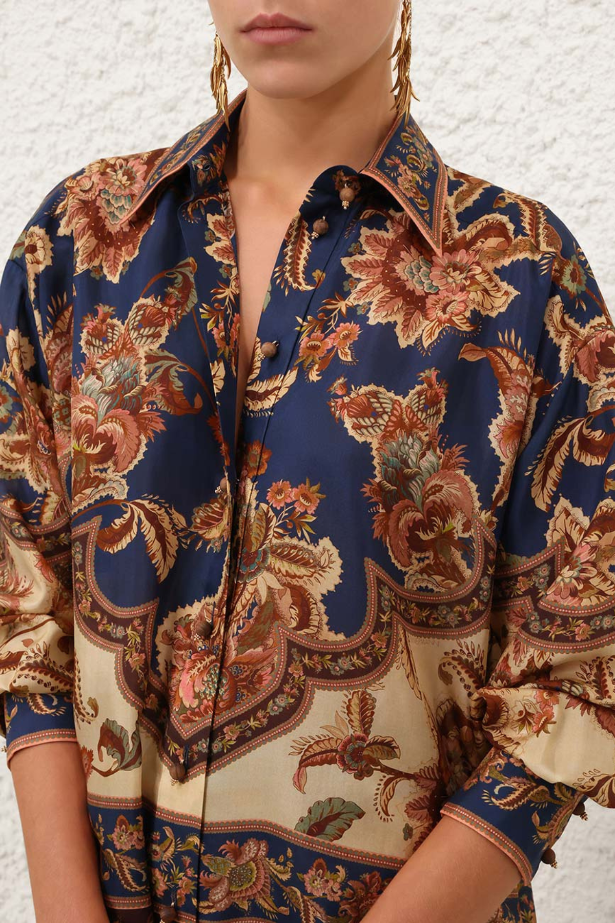 Zimmermann Aster Relaxed Shirt - Navy Jacobean