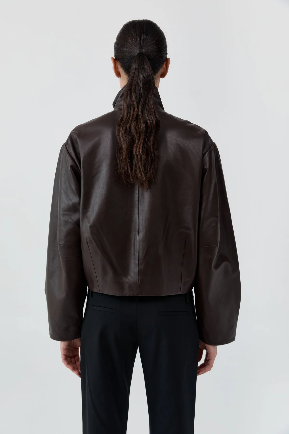 St. Agni Cocoon Zip Leather Jacket - Chocolate