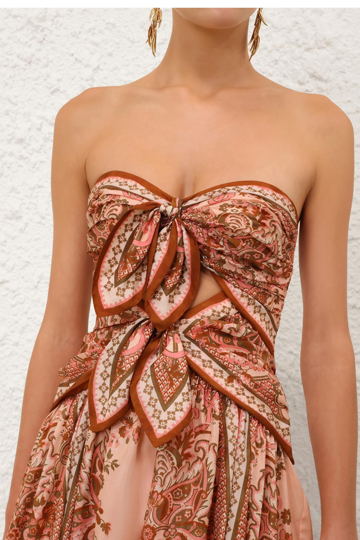 Zimmermann Aster Scarf Midi Dress - Pink Paisley Floral