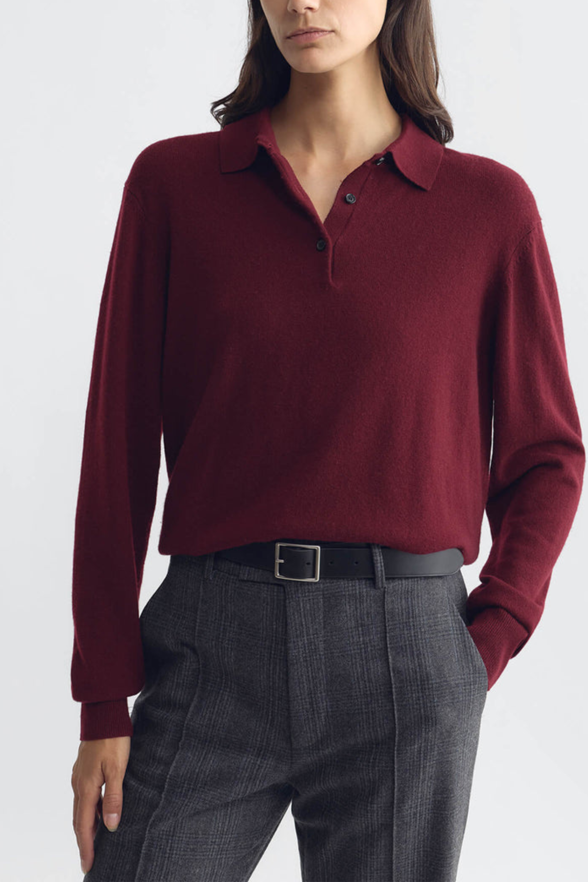 Nili Lotan Jovan Sweater Polo - Burgundy