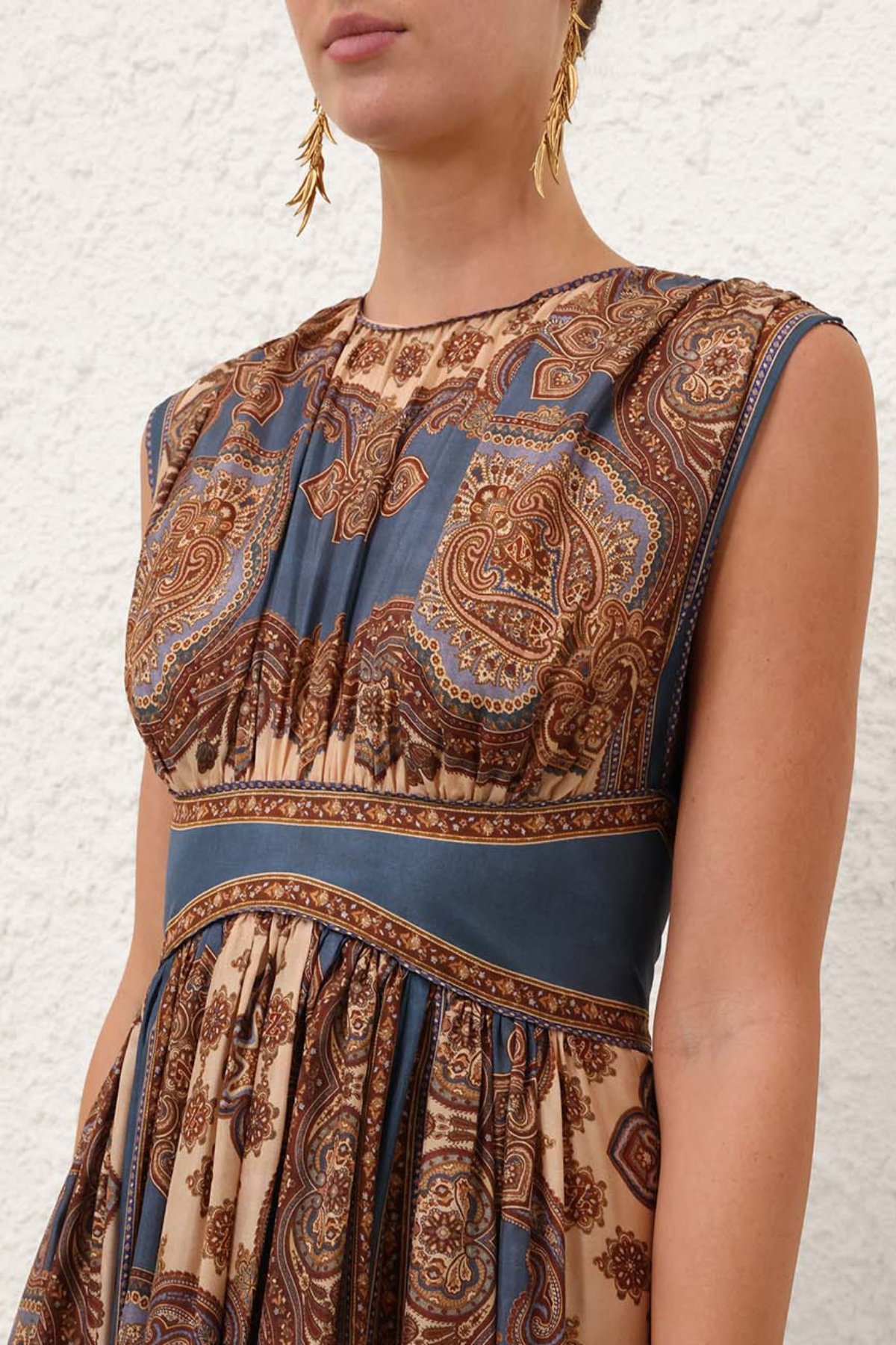 Zimmermann Mahon Waisted Maxi Dress - Dark Blue Paisley