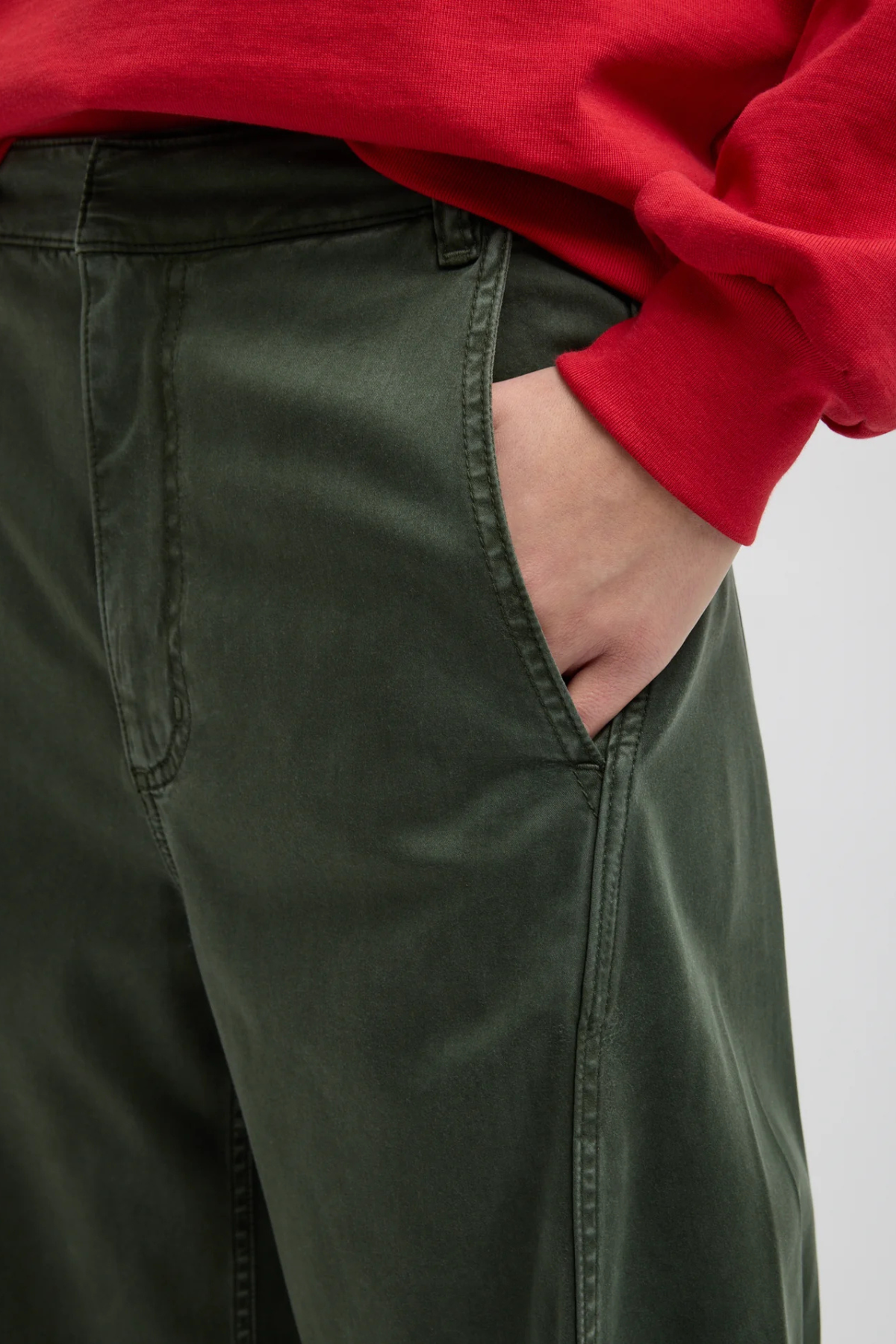 Tibi Reactive Garment Dyed Stretch Twill Sid Pant - Army Green