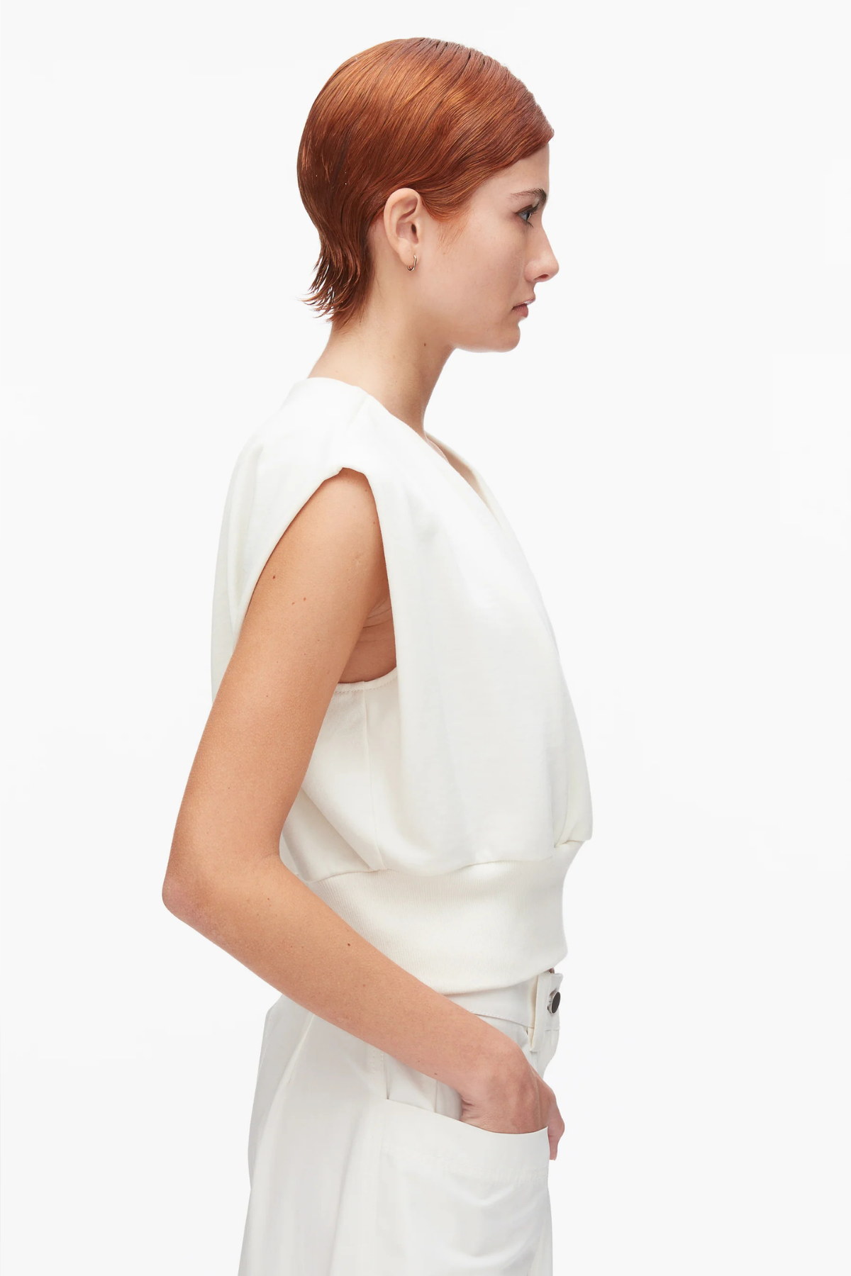 3.1 Phillip Lim Draped Sleeveless French Terry Top
