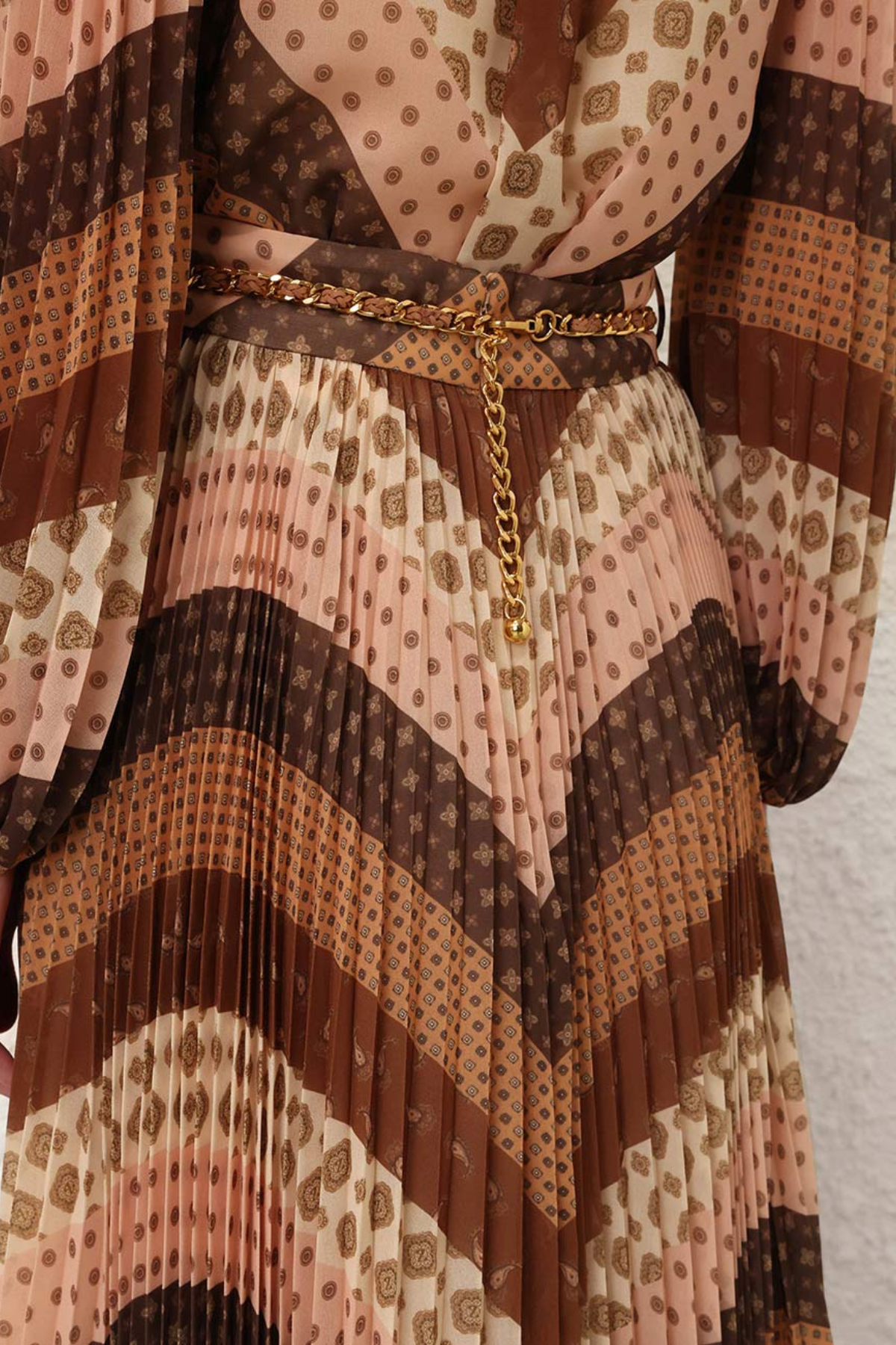 Zimmermann Sunray Pleated Skirt - Chevron Chocolate