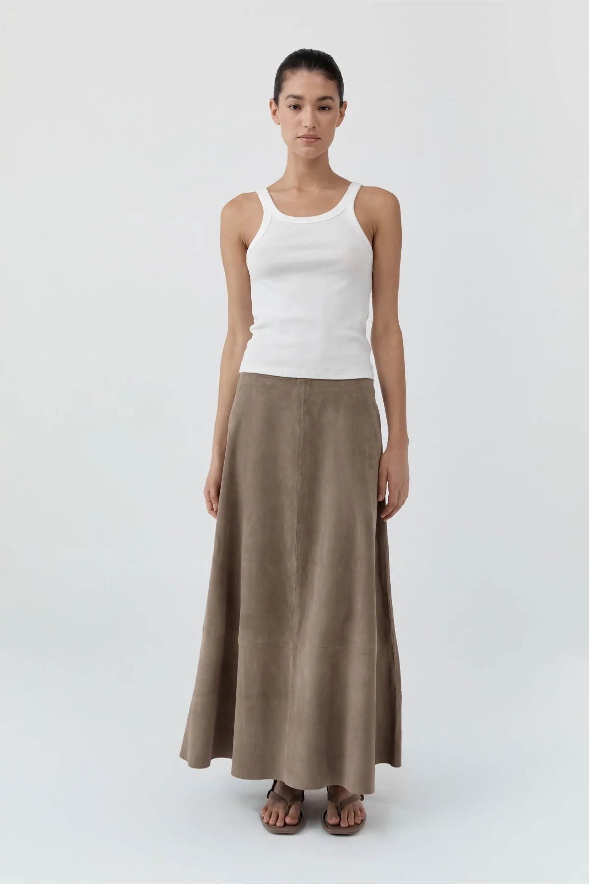 St. Agni Suede Circle Skirt - Earth