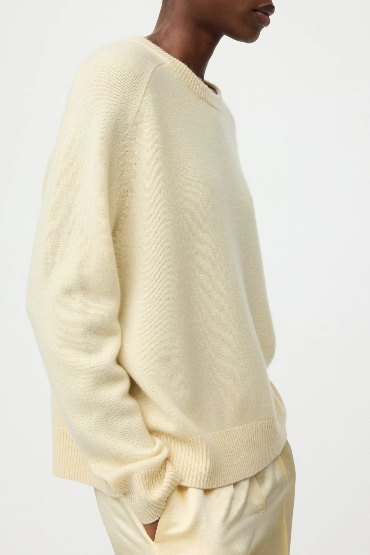 Soft Goat Boyfriend Crewneck - Waxed Paper