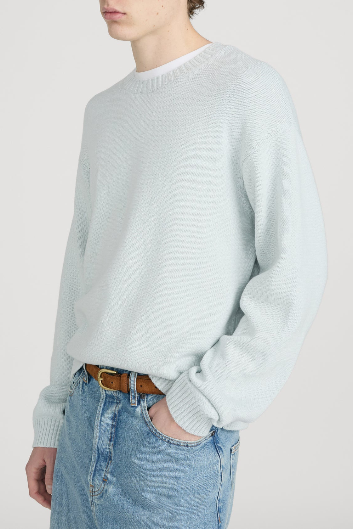 Frame Men's Cotton Silk Crewneck Sweater - Pale Blue