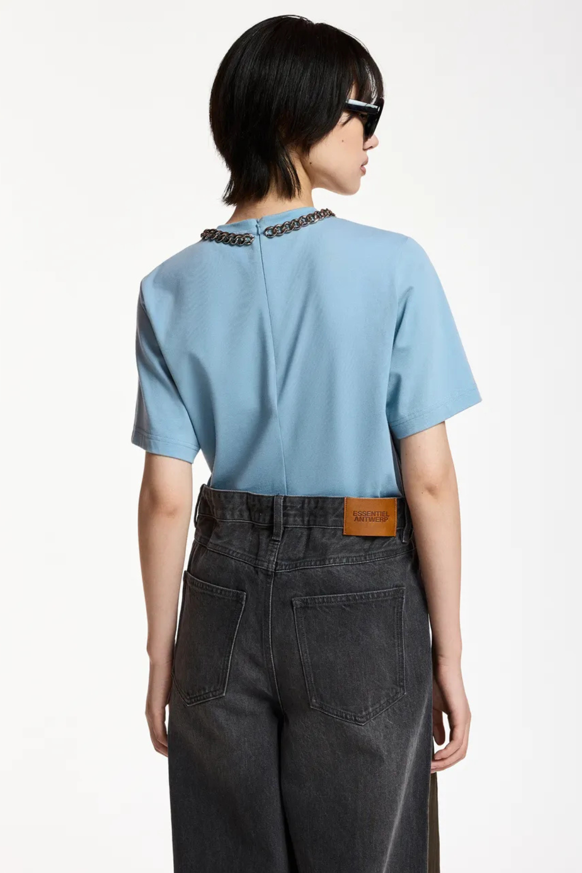 Essentiel Antwerp Klaim T-Shirt With Chain - Azure Affair