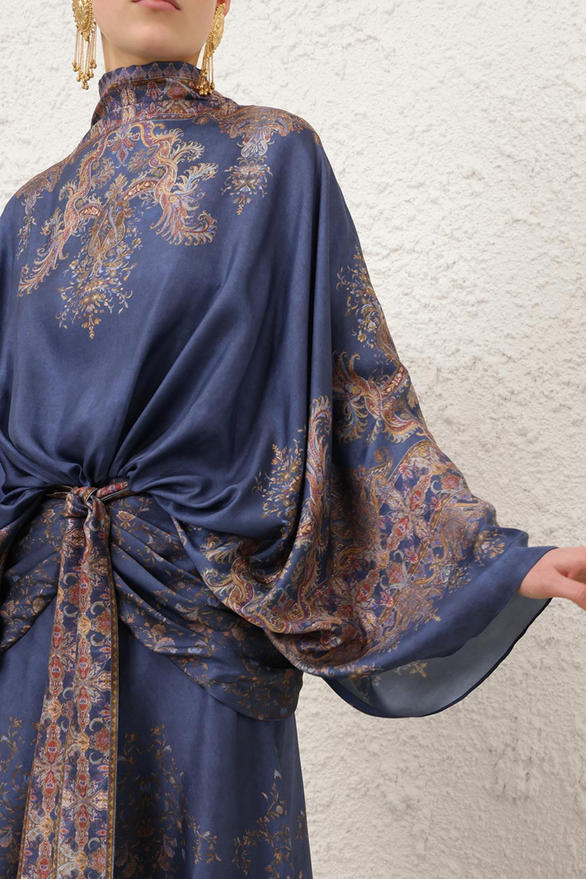 Zimmermann Valiant Batwing Gown - Navy Paisley