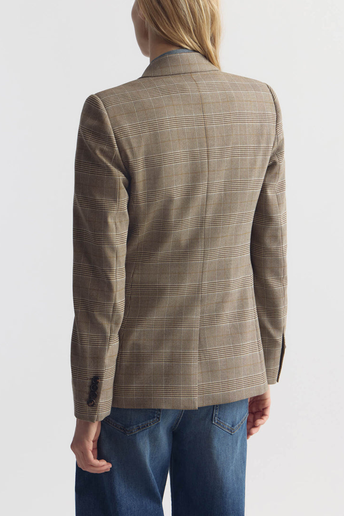 Nili Lotan Anabel Tailored Jacket - Grey/ Ochre Check