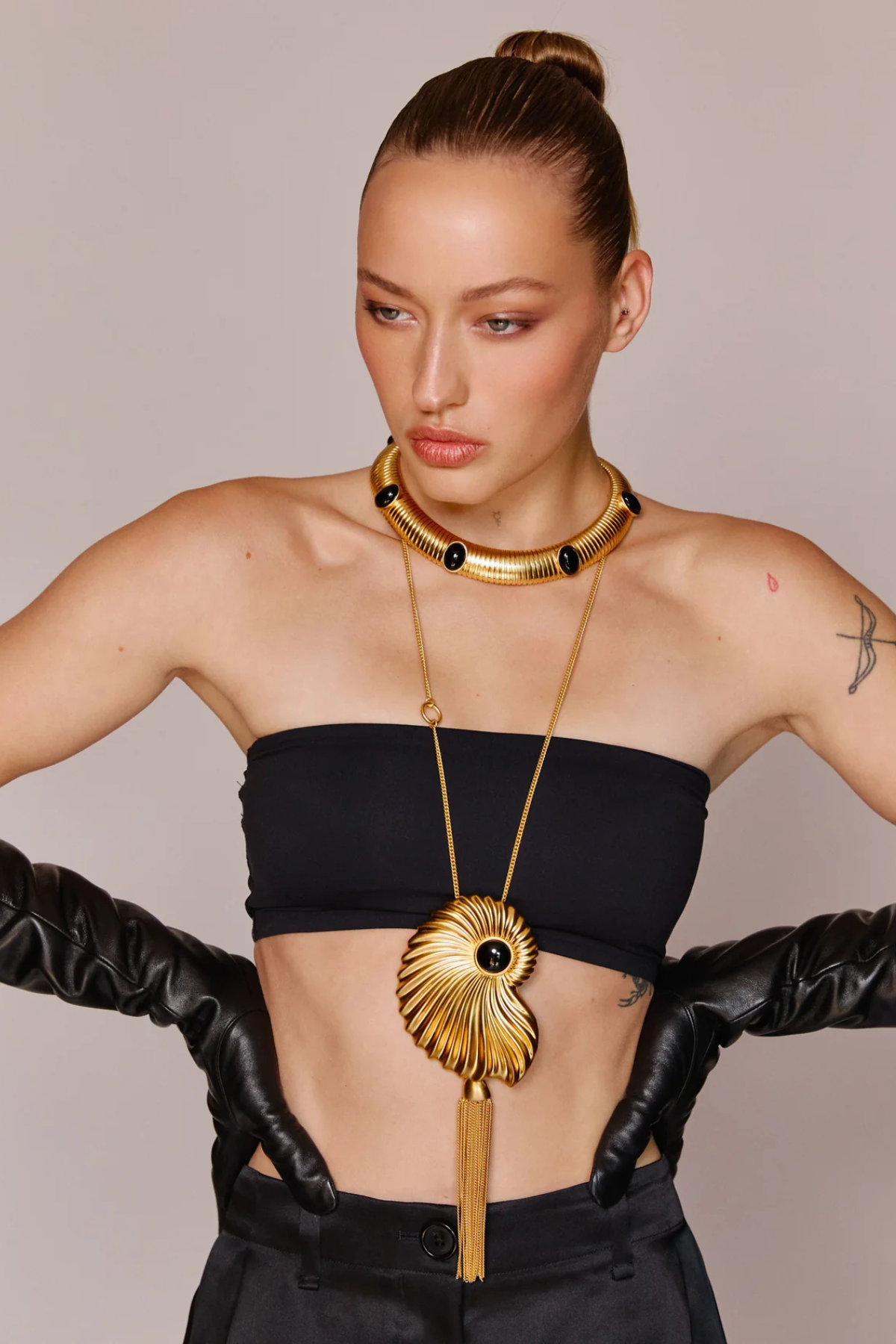 Julietta Celeste Necklace - Gold/ Black