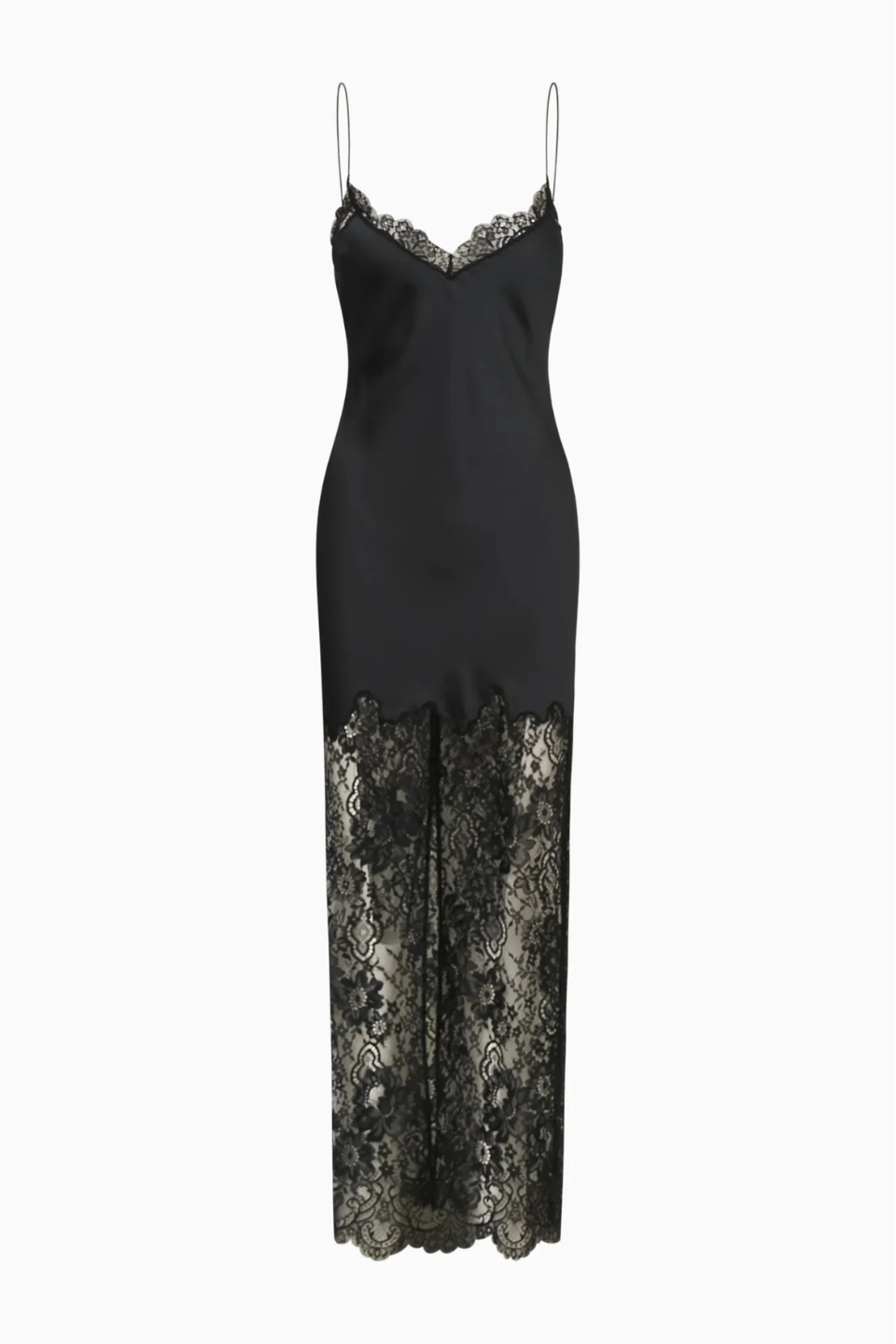 LoveShackFancy Circe Satin Lace Maxi Dress