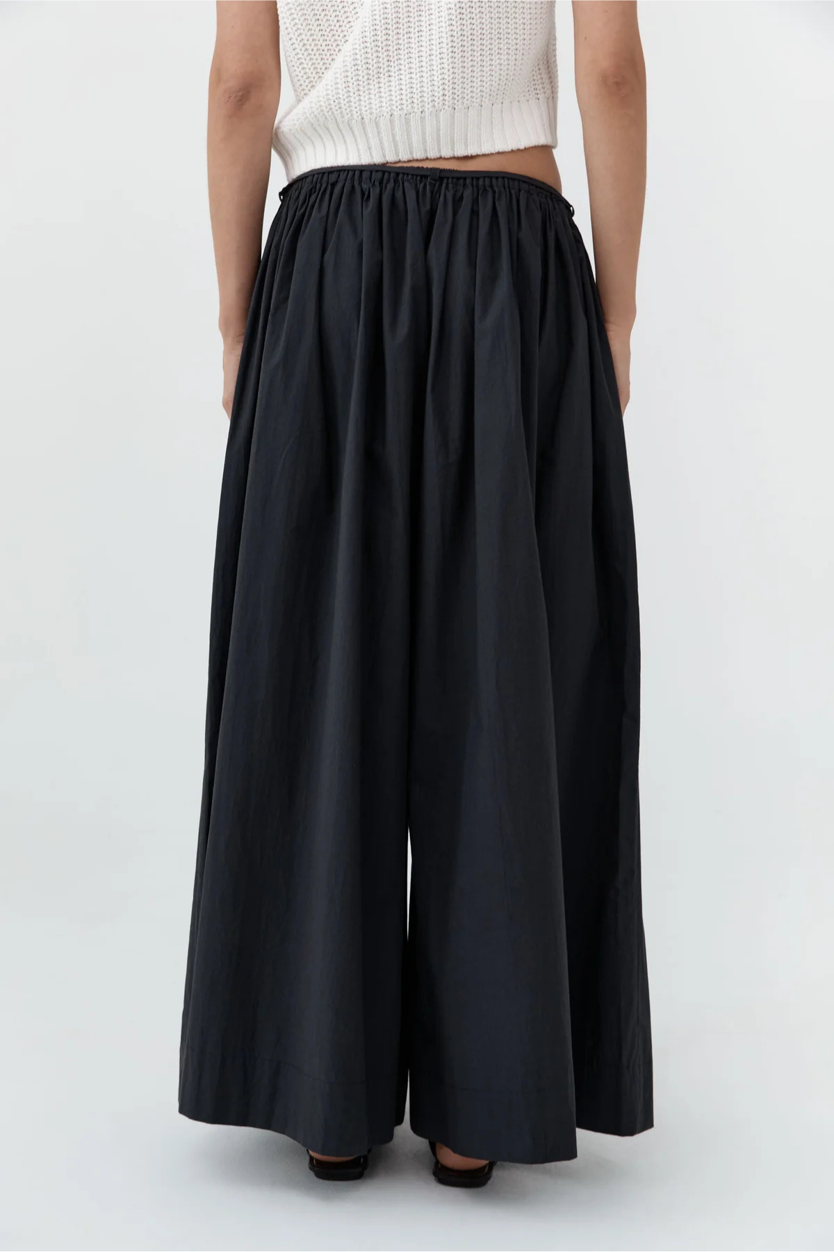 St. Agni Cotton Hybrid Wide Leg Pants - Black