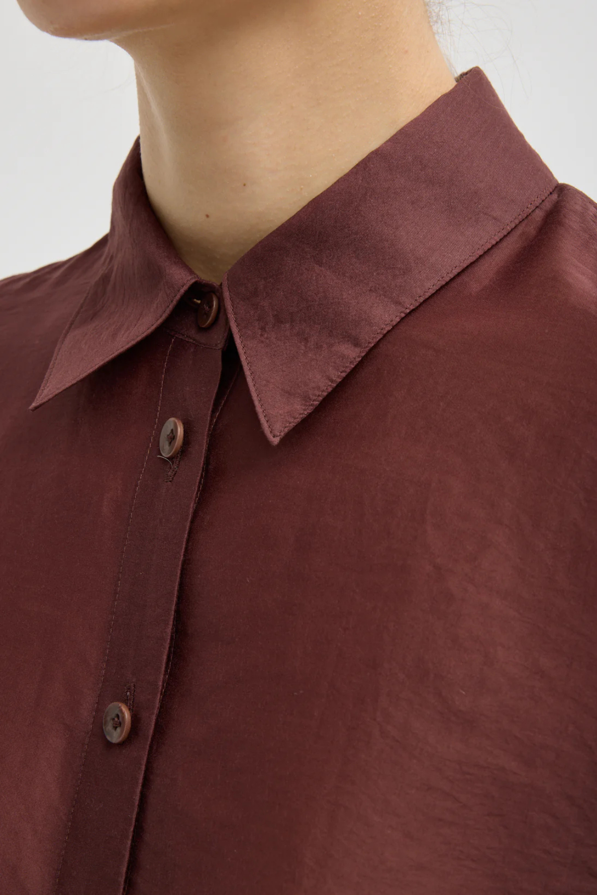 Tibi Summer Voile Stella Oversized Shirt - Russet Brown
