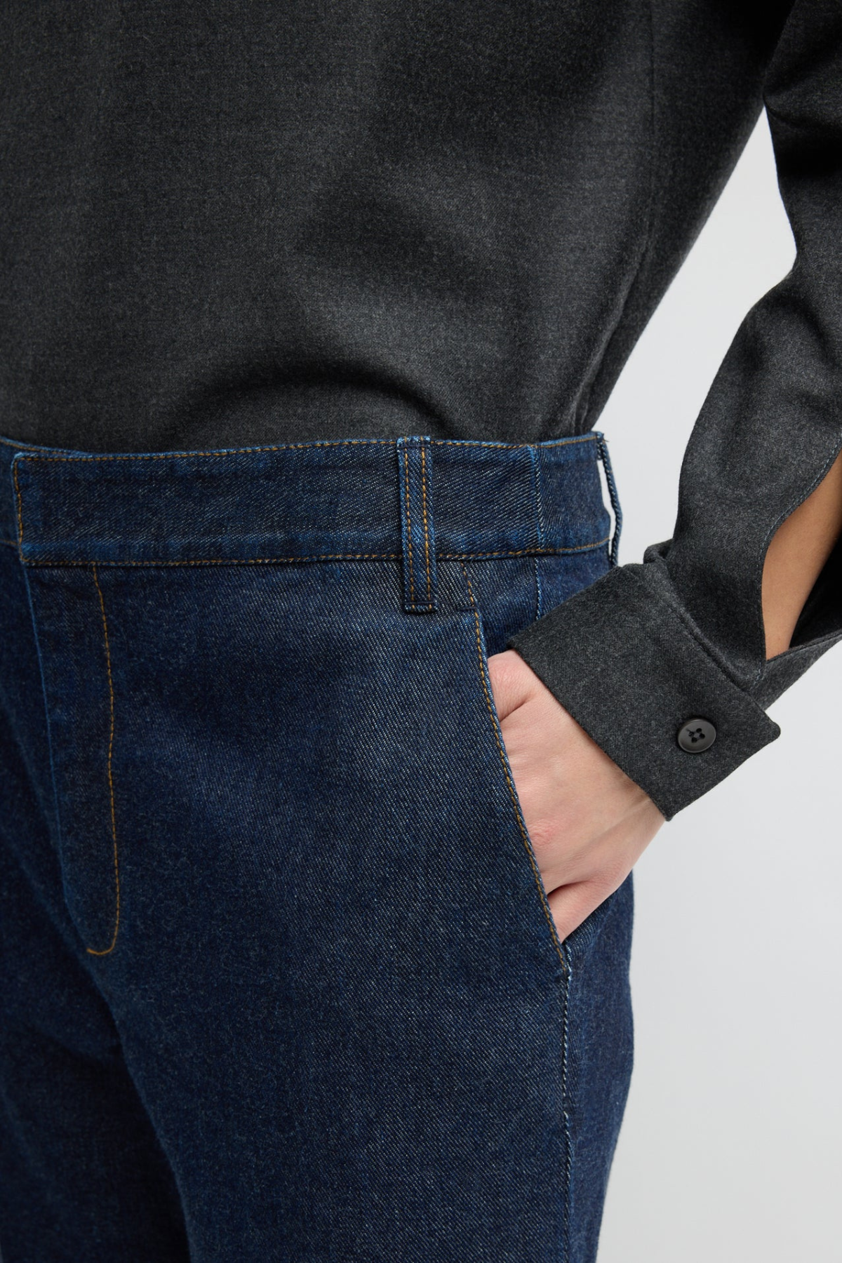 Tibi Indigo Denim Pat Trouser Jean - Dark Denim