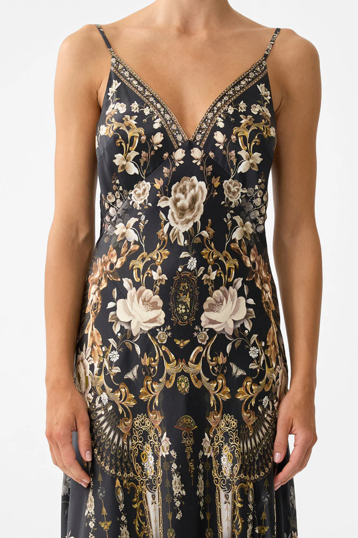 Camilla Bias Slip Dress With Frill Hem - Flamenco Folklore