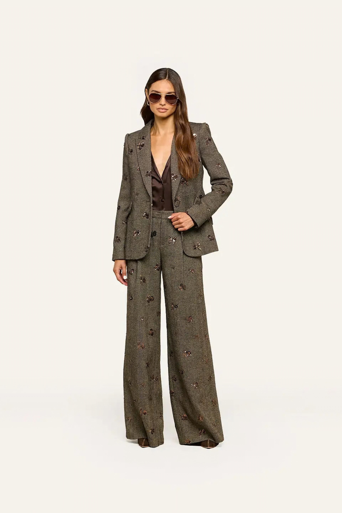 L'AGENCE Chamberlain Blazer - Beige/Black/Gold Flower