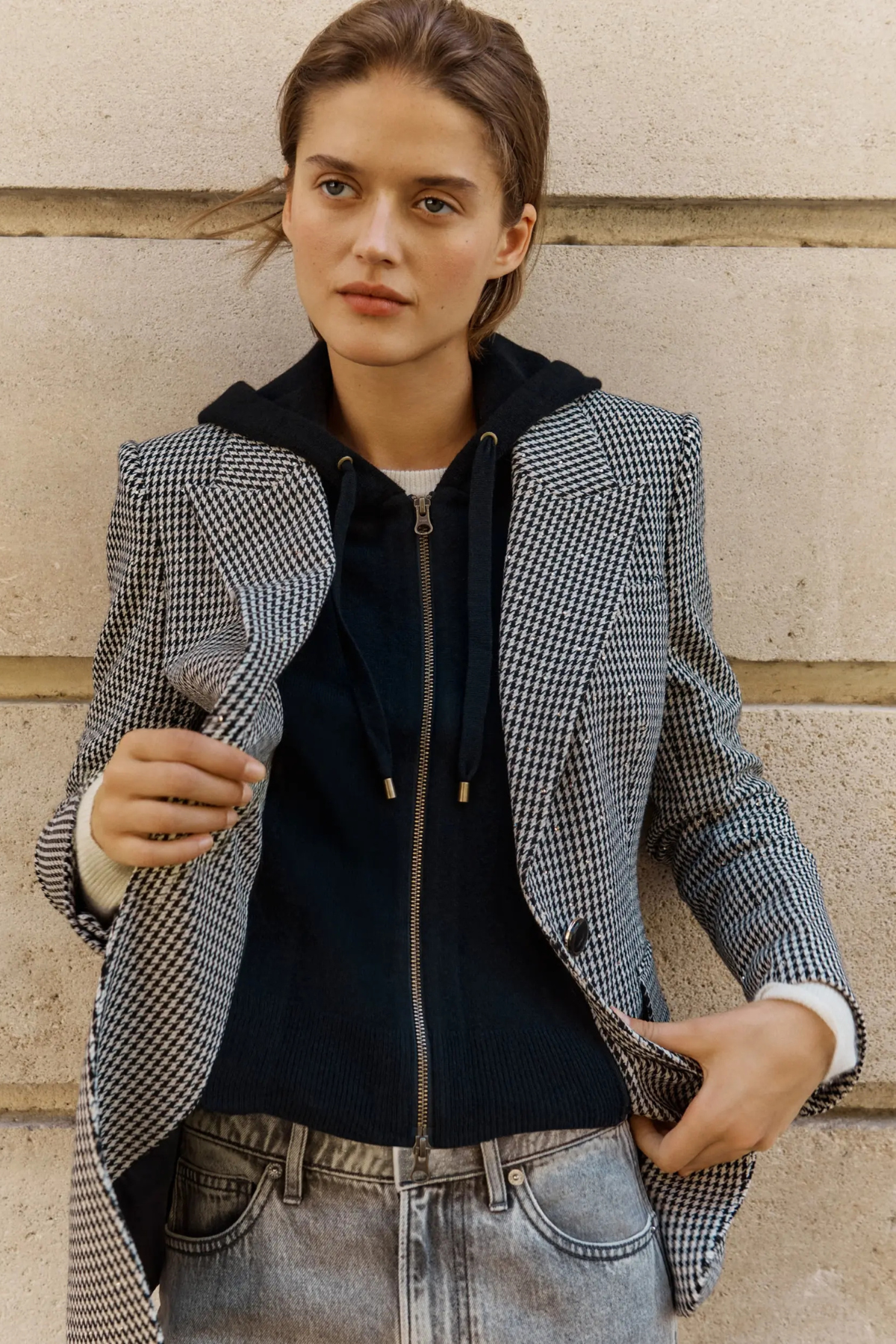 Veronica Beard Livvy Dickey Jacket - Oatmeal Melange/Black