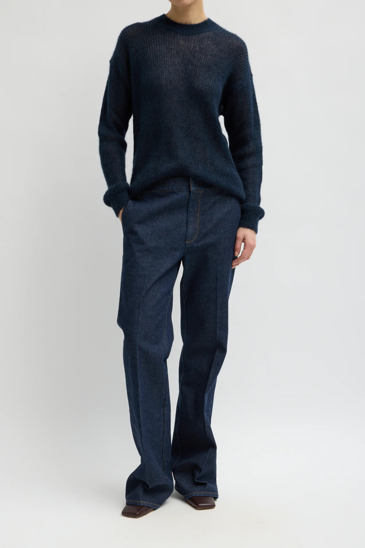 Tibi Indigo Denim Pat Trouser Jean - Dark Denim