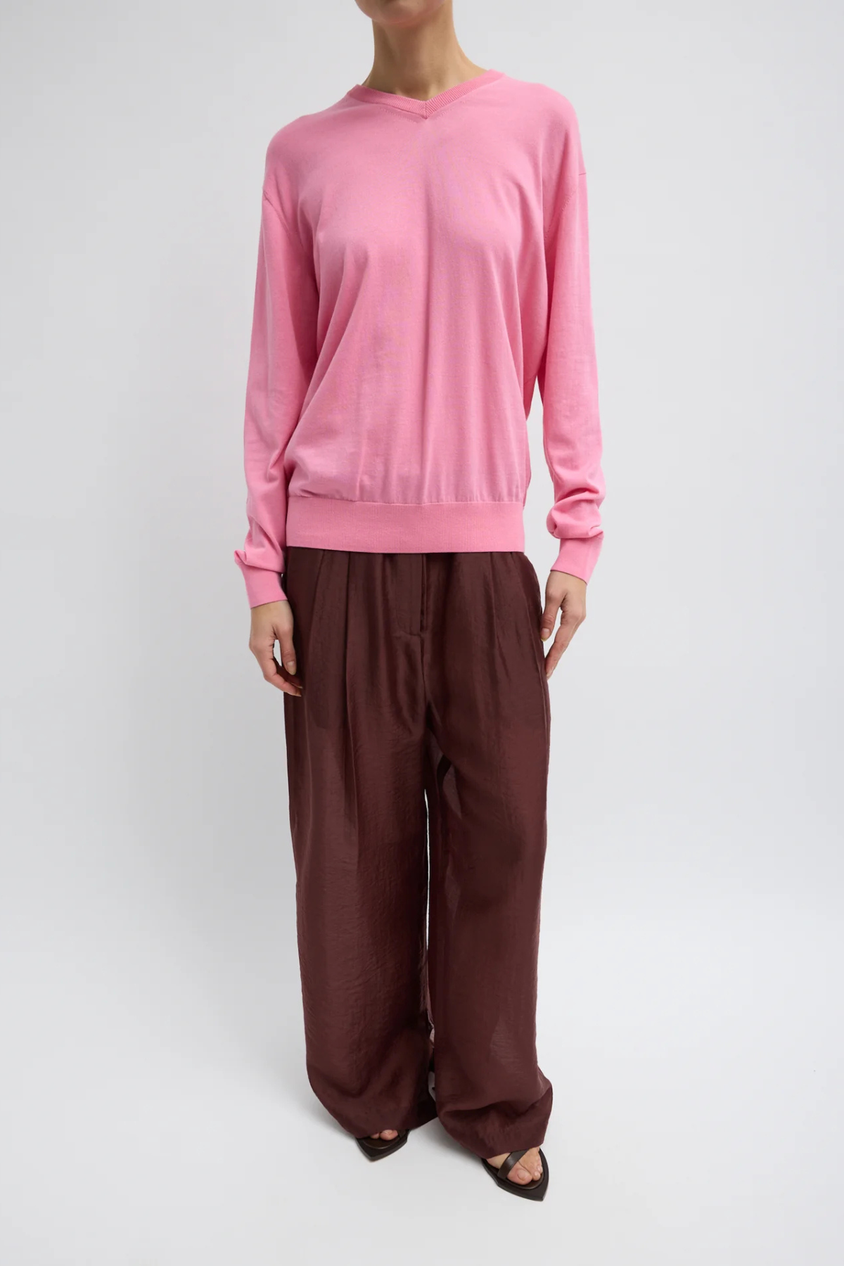 Tibi Summer Voile Stella Pant W/ Slit Detail - Russet Brown