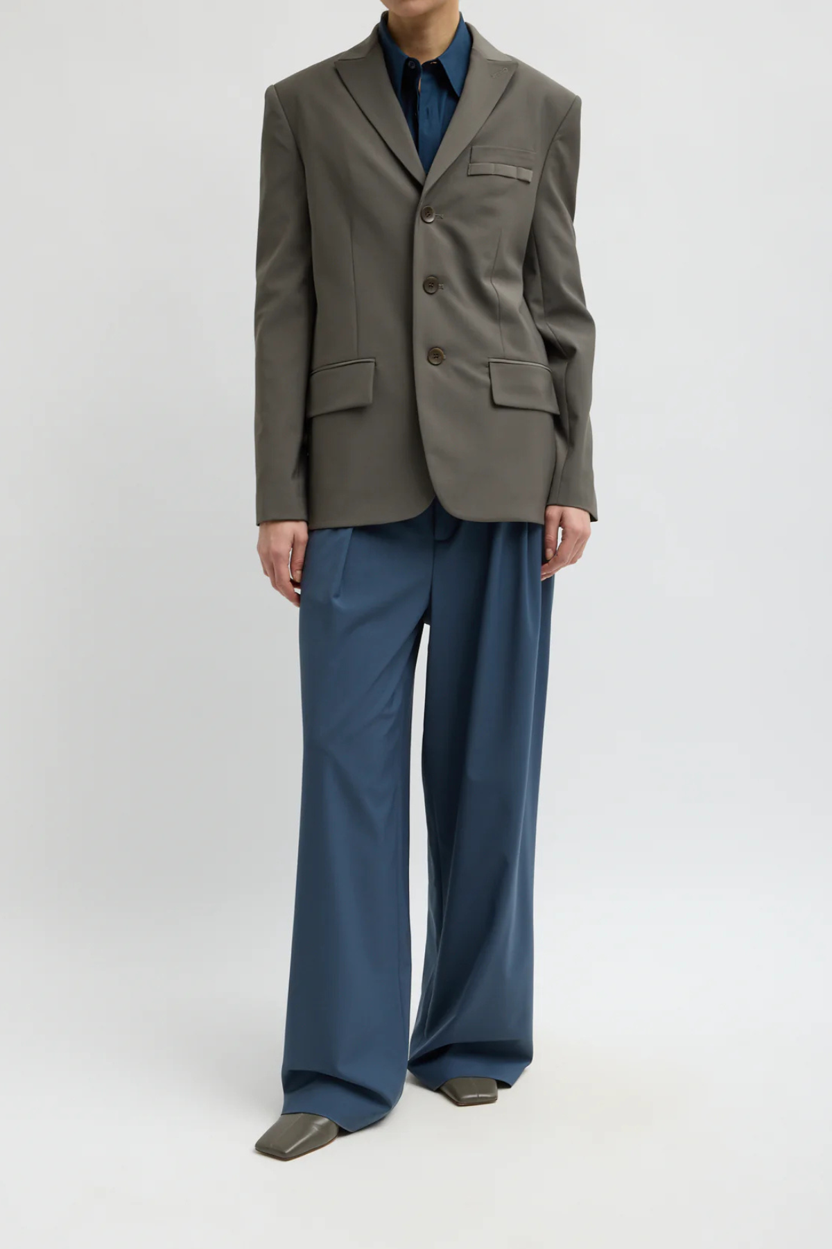 Tibi Tropical Wool Stella Pant - Blue Fog
